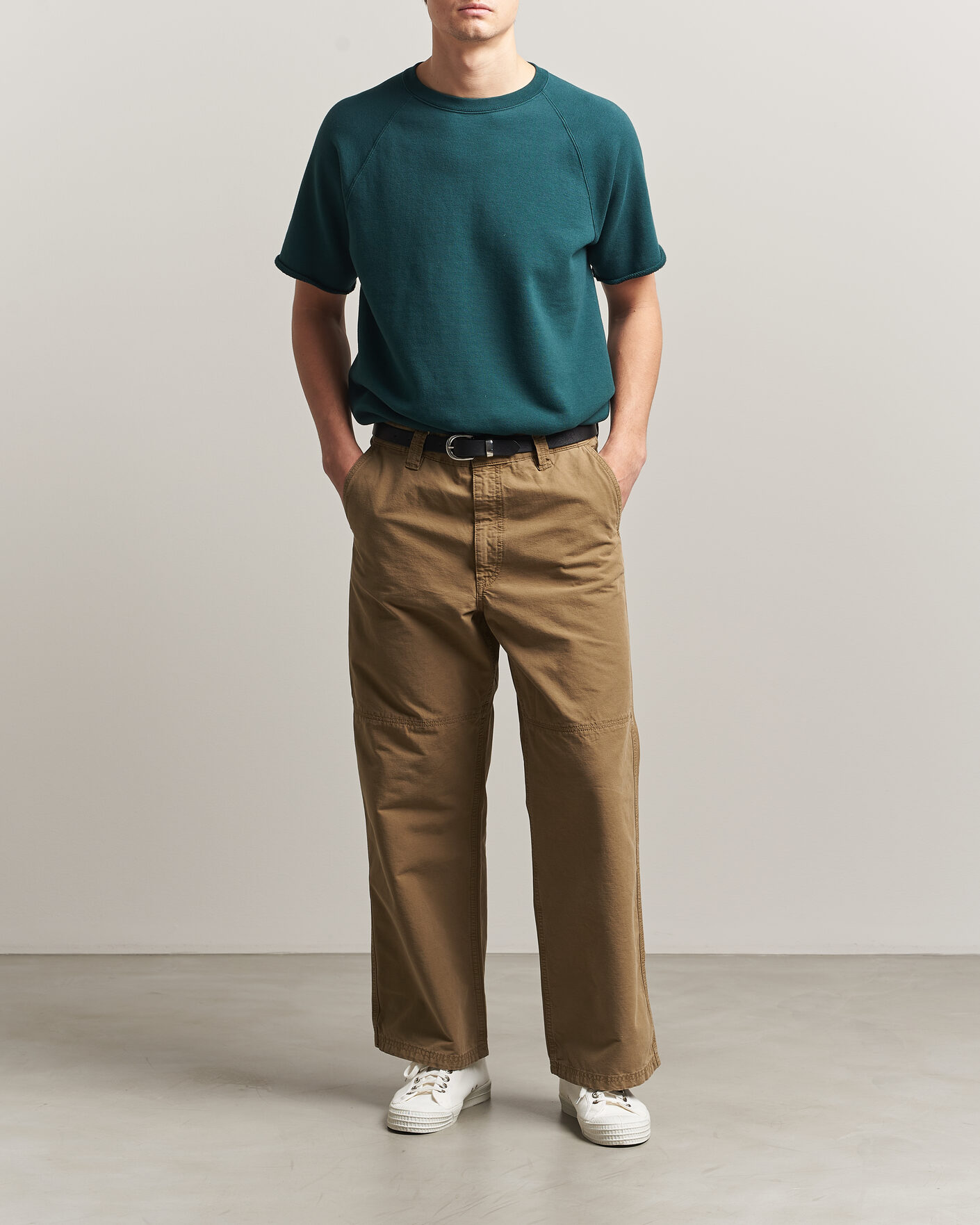 Uomini | T-shirt | BEAMS PLUS | Short Sleeve Cut Off Sweat Dark Green