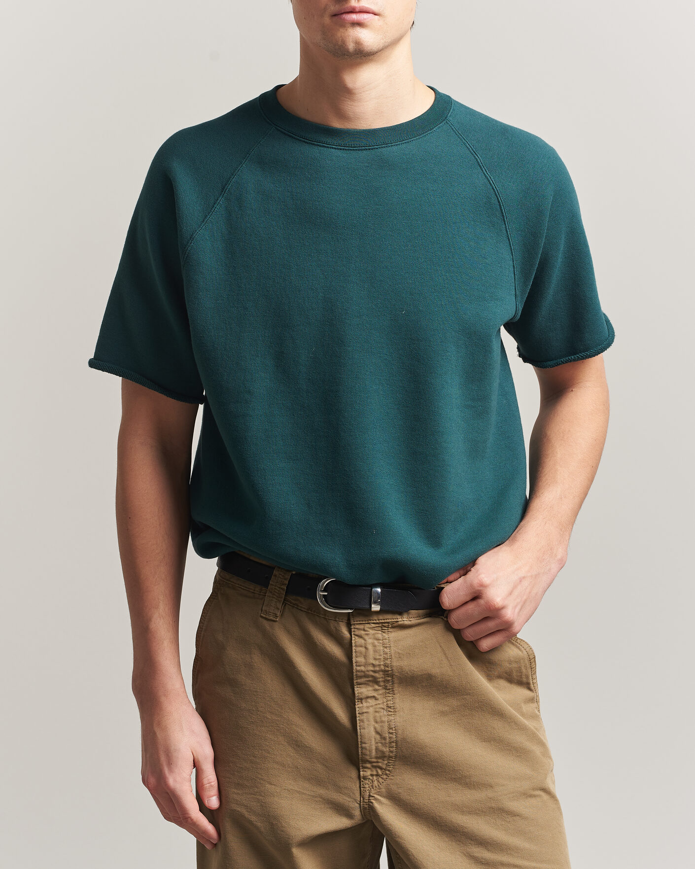 Uomini | T-shirt | BEAMS PLUS | Short Sleeve Cut Off Sweat Dark Green