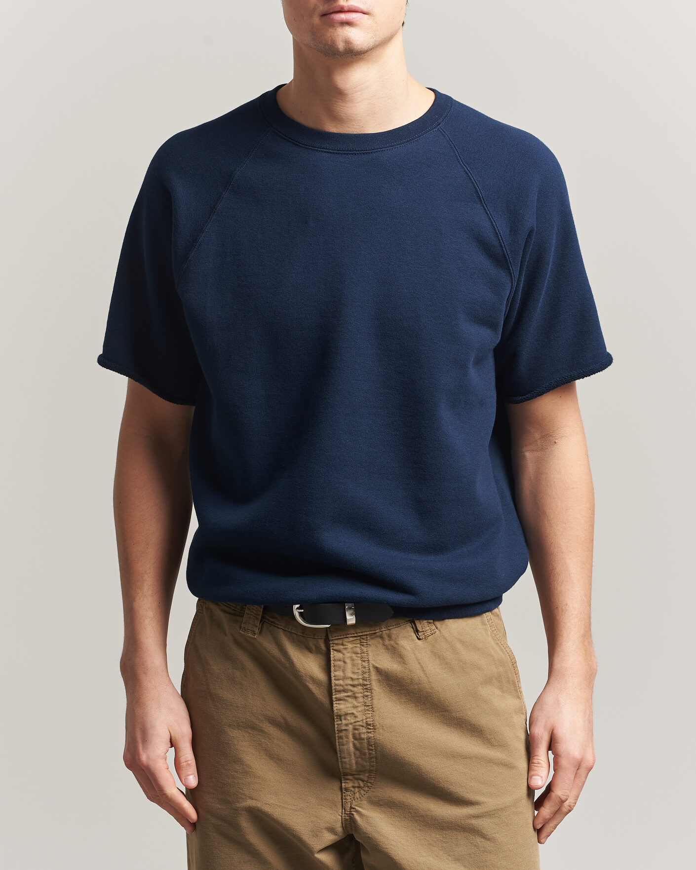 Uomini | T-shirt | BEAMS PLUS | Short Sleeve Cut Off Sweat Navy