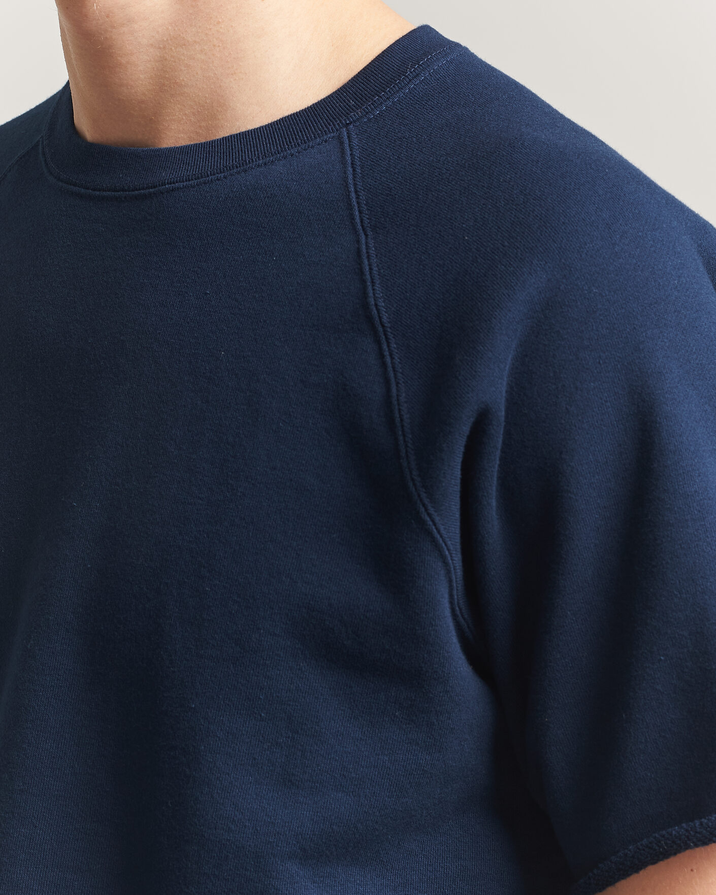 Uomini | T-shirt | BEAMS PLUS | Short Sleeve Cut Off Sweat Navy