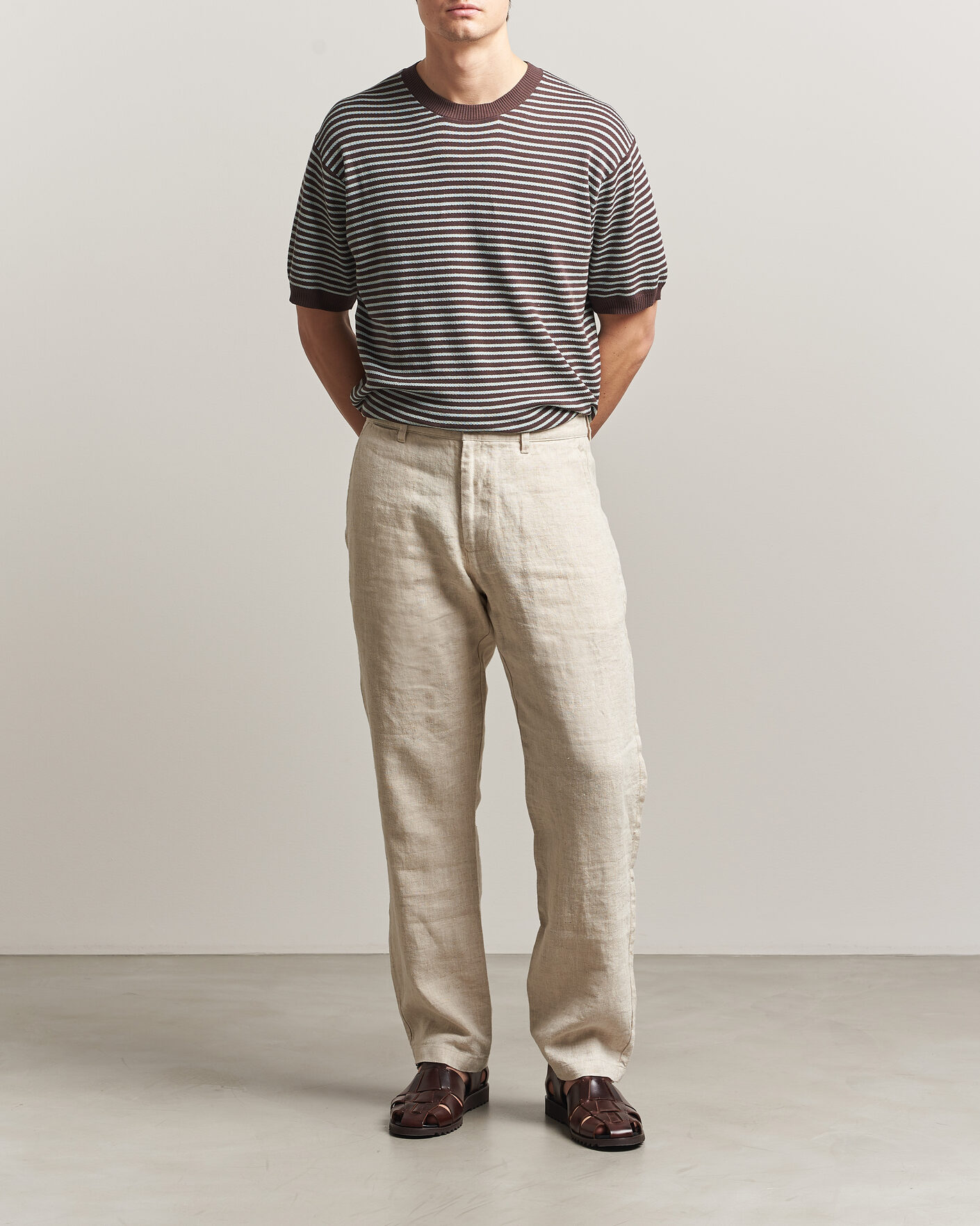 Uomini | T-shirt | BEAMS PLUS | Jacquard Knit T-Shirt Brown