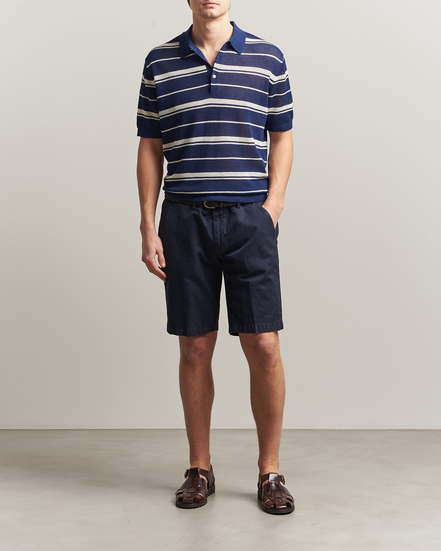 Uomini | Polo | BEAMS PLUS | Short Sleeve Mesh Knit Polo Navy