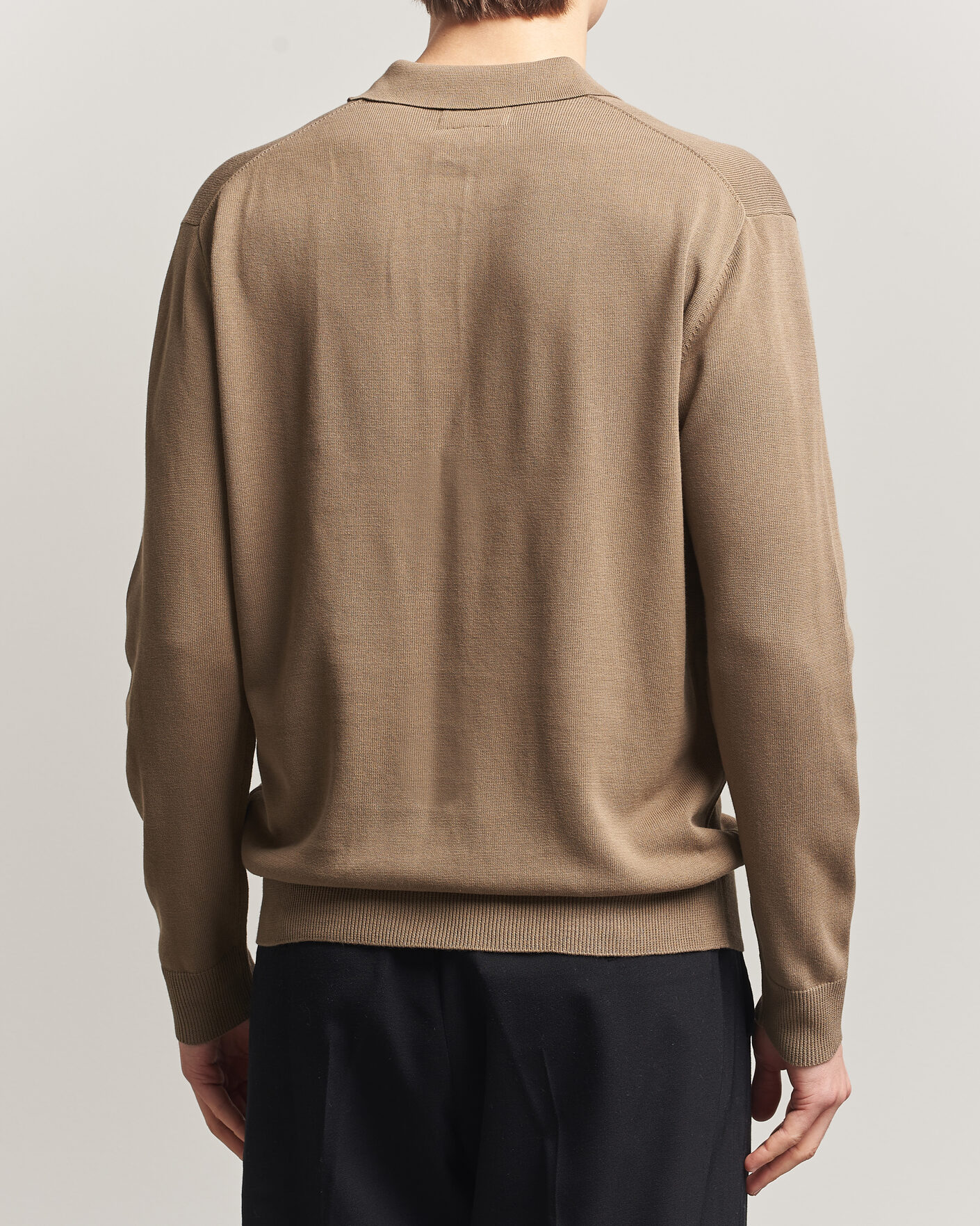 Uomini | Polo | BEAMS PLUS | Long Sleeve 12G Knit Polo Mocha