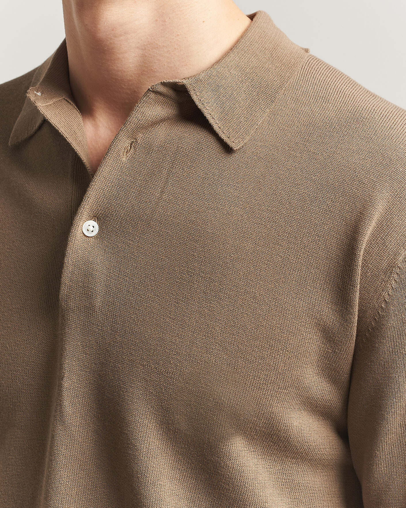 Uomini | Polo | BEAMS PLUS | Long Sleeve 12G Knit Polo Mocha