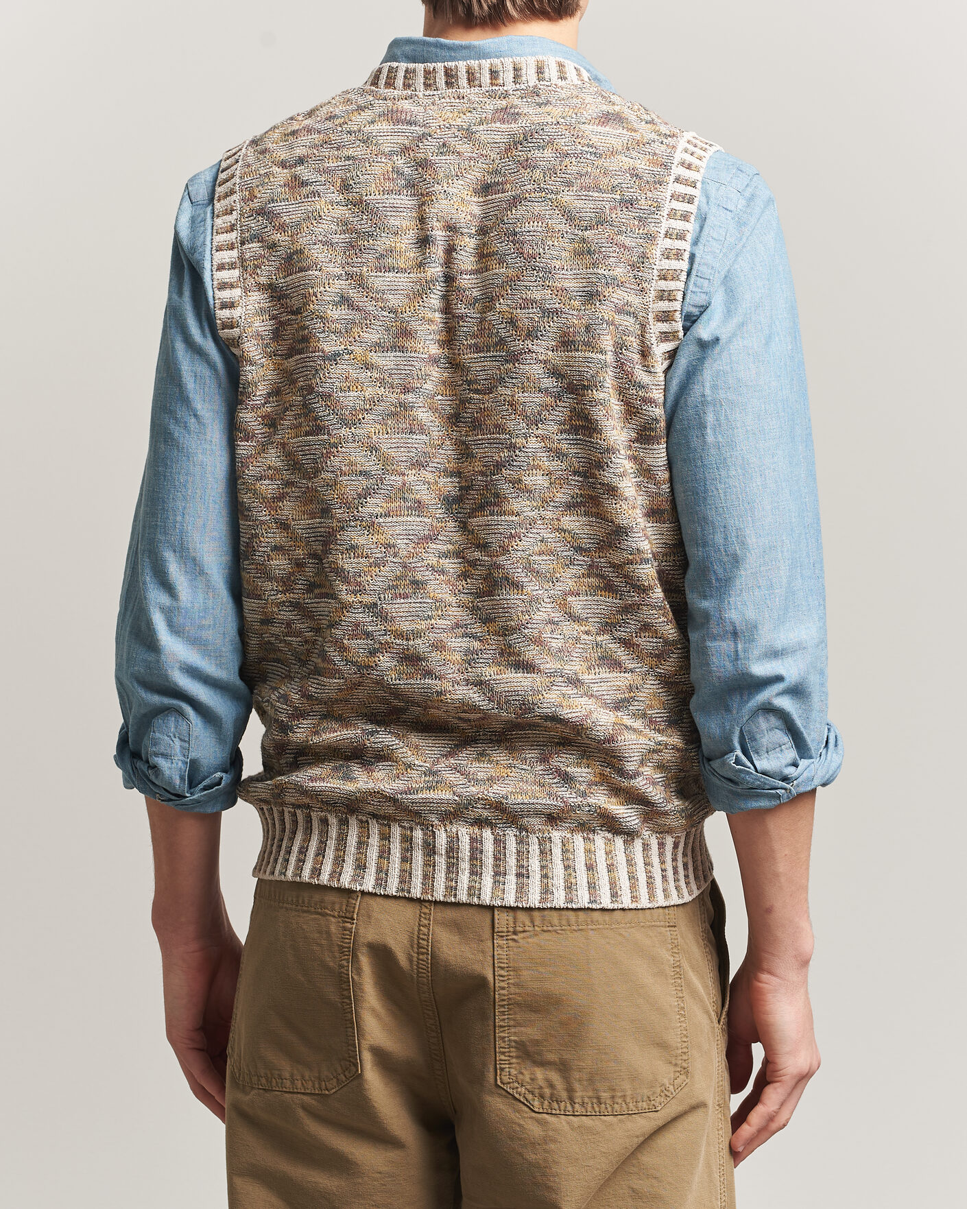 Uomini | Maglieria | BEAMS PLUS | Kasuri Jacquard Knit Vest Beige