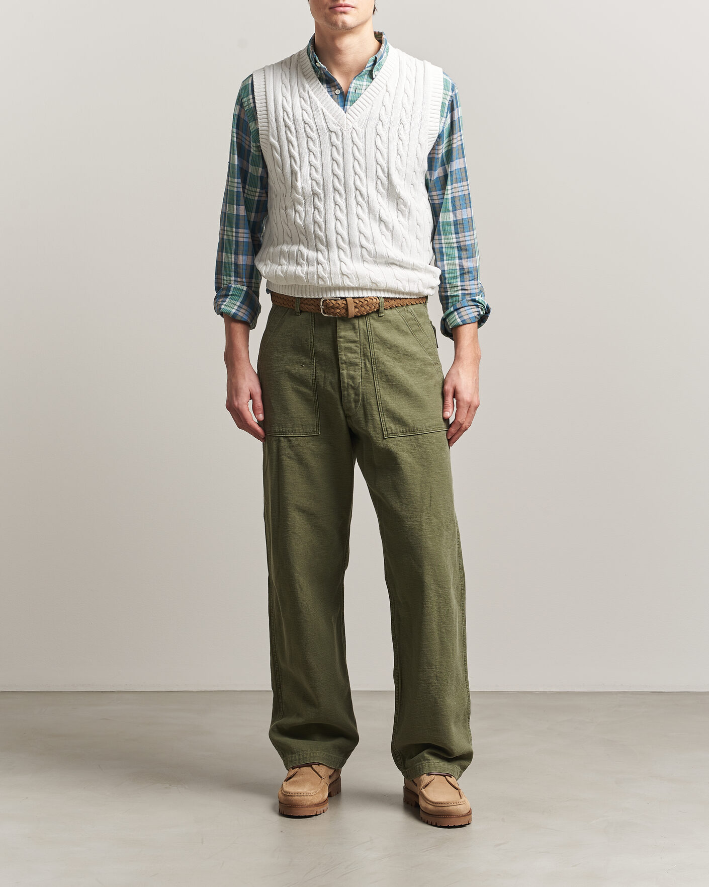 Uomini | Maglieria | BEAMS PLUS | Cable Knit Vest White