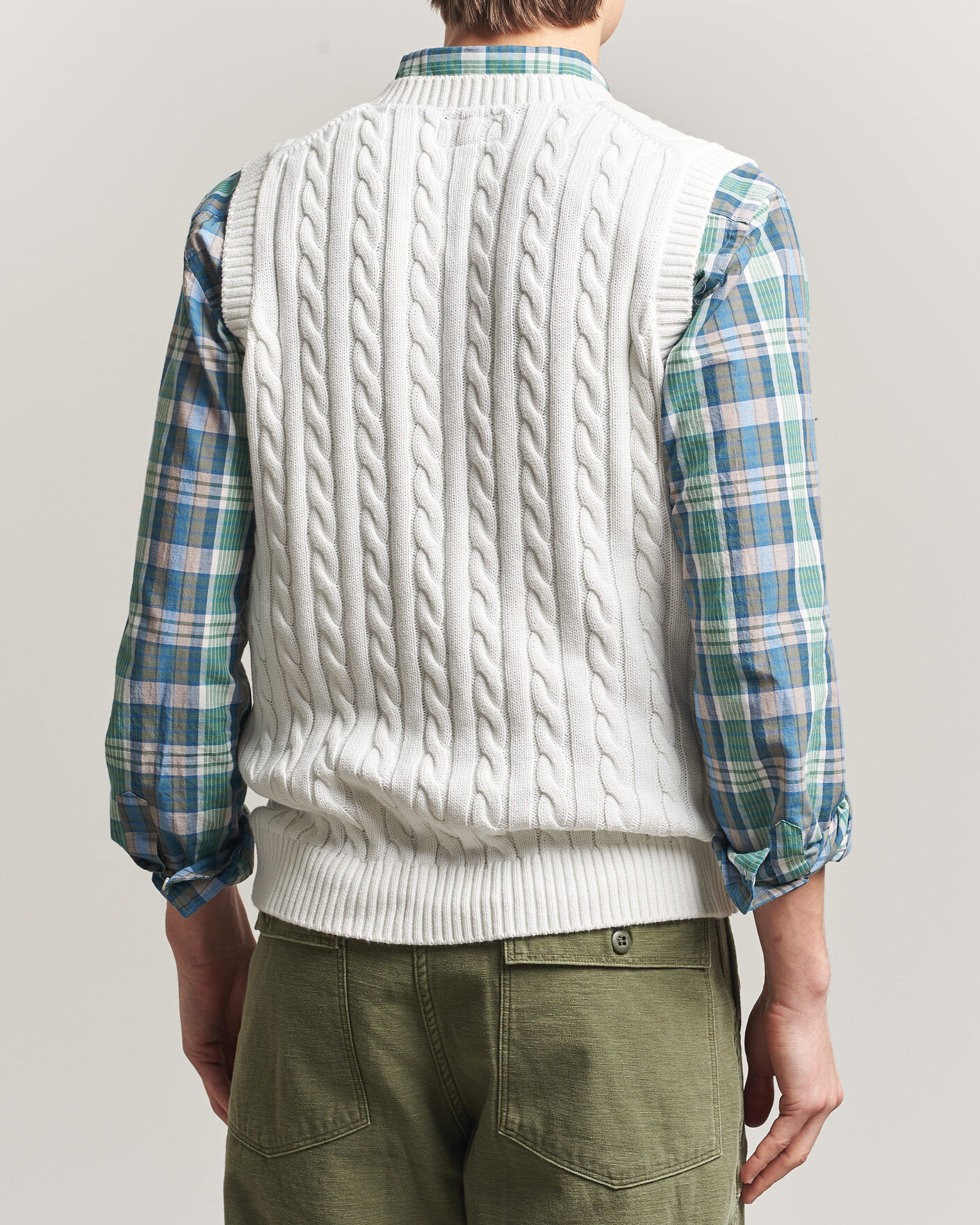 Uomini | Maglieria | BEAMS PLUS | Cable Knit Vest White