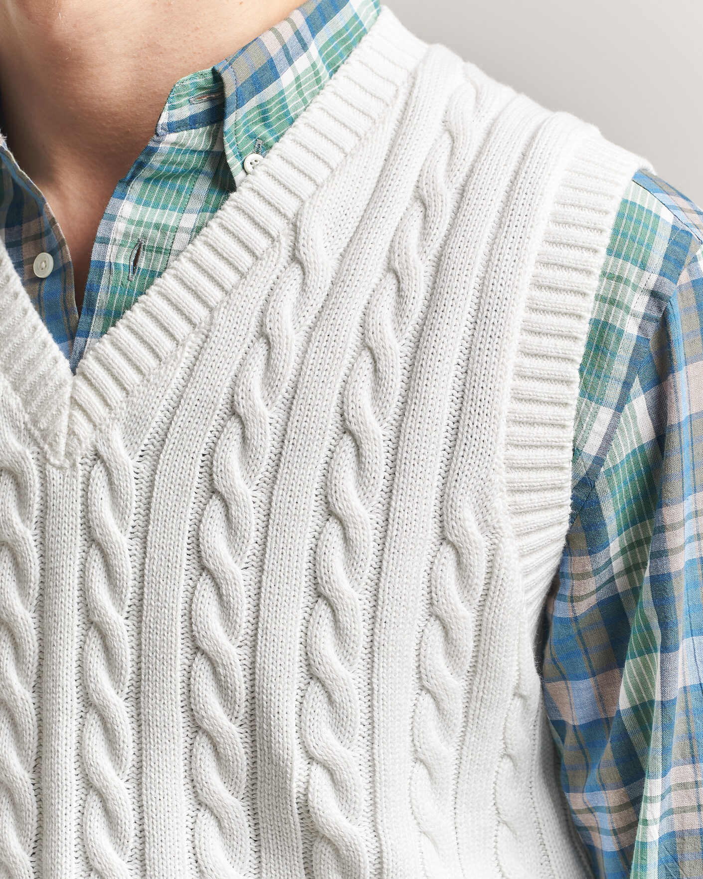Uomini | Maglieria | BEAMS PLUS | Cable Knit Vest White