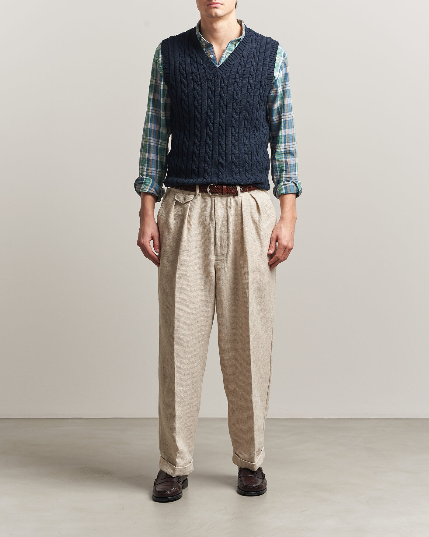 Uomini | Maglieria | BEAMS PLUS | Cable Knit Vest Navy