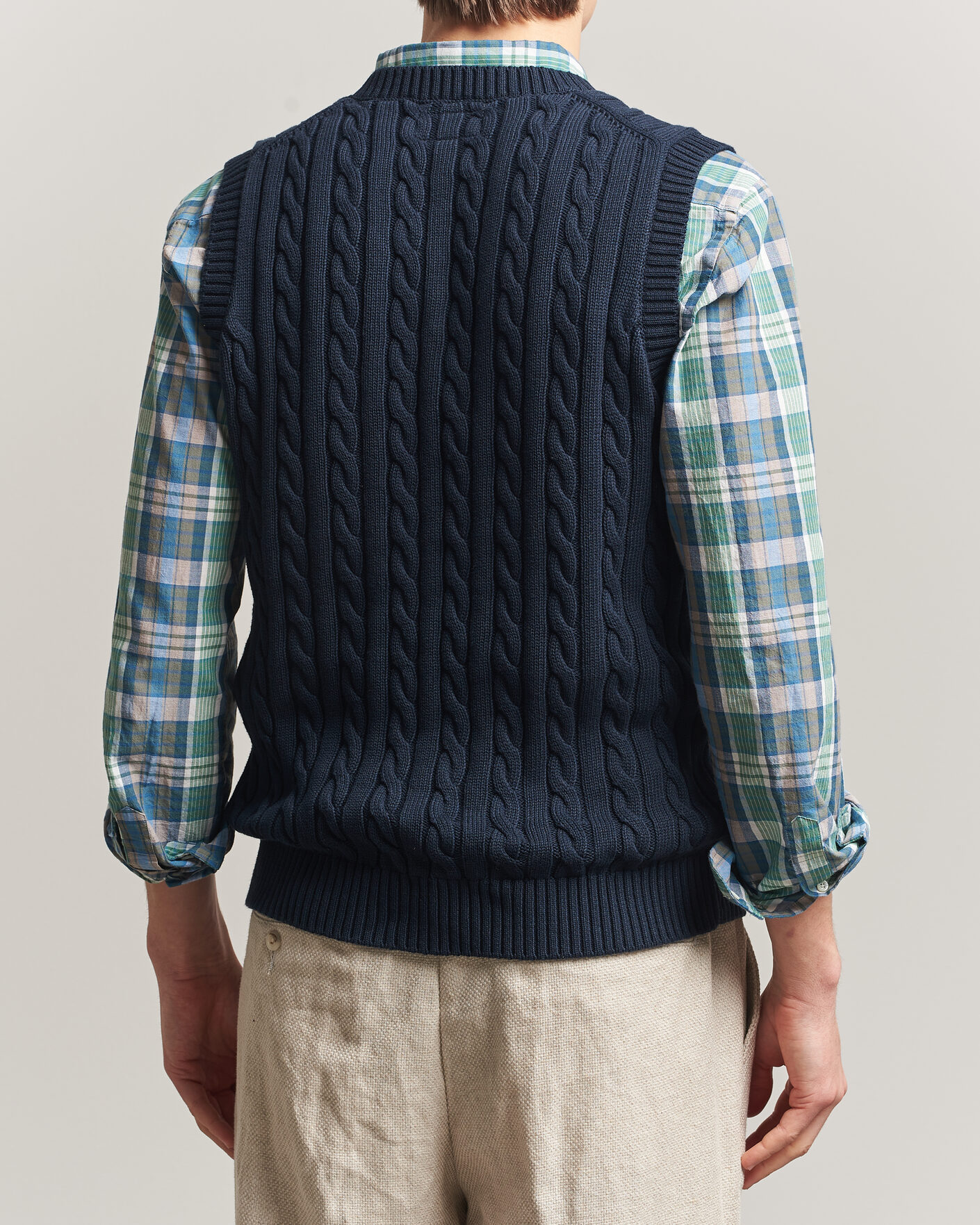 Uomini | Maglieria | BEAMS PLUS | Cable Knit Vest Navy