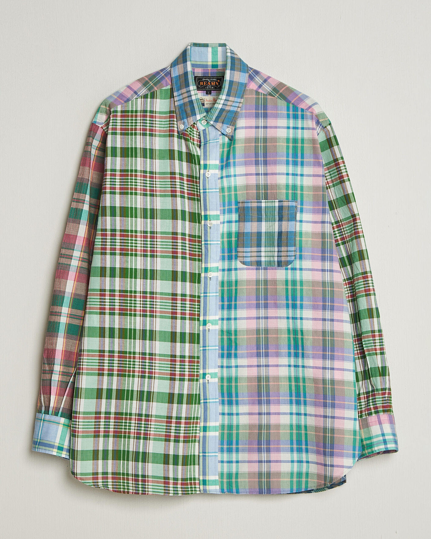 Uomini | Camicie | BEAMS PLUS | Patchwork Madras Shirt Multicolour