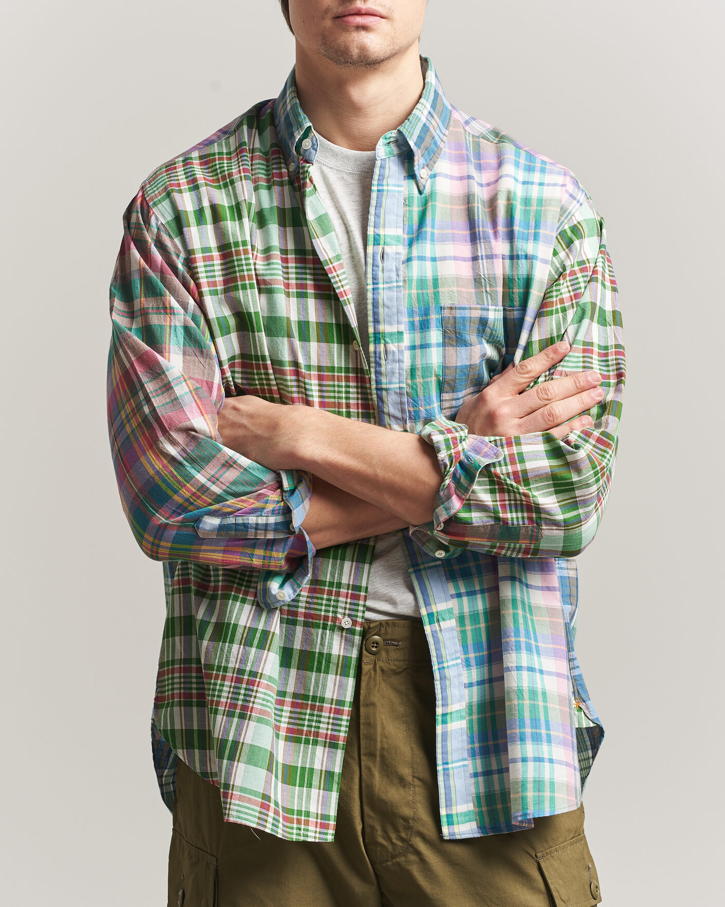 Uomini | Camicie | BEAMS PLUS | Patchwork Madras Shirt Multicolour