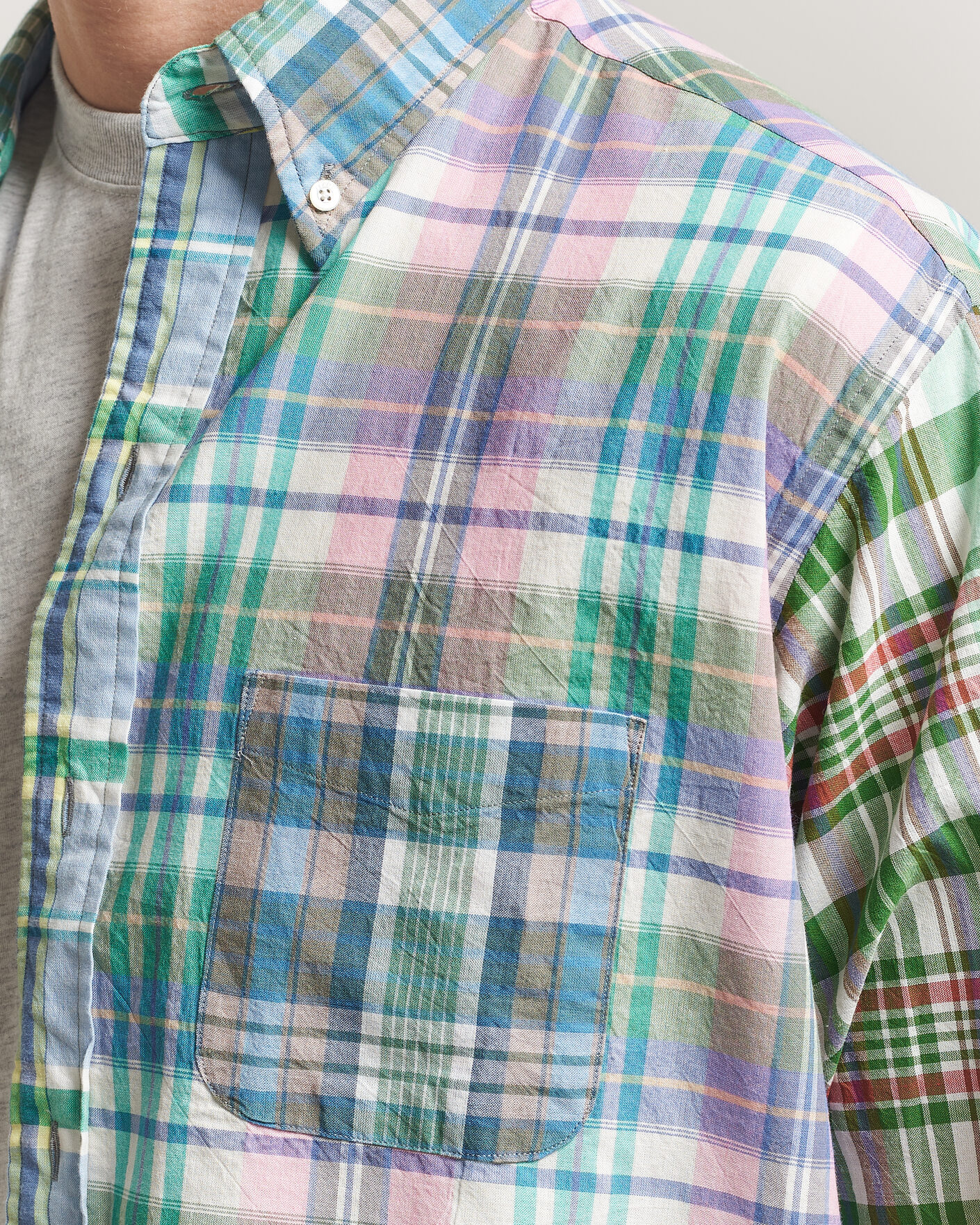 Uomini | Camicie | BEAMS PLUS | Patchwork Madras Shirt Multicolour