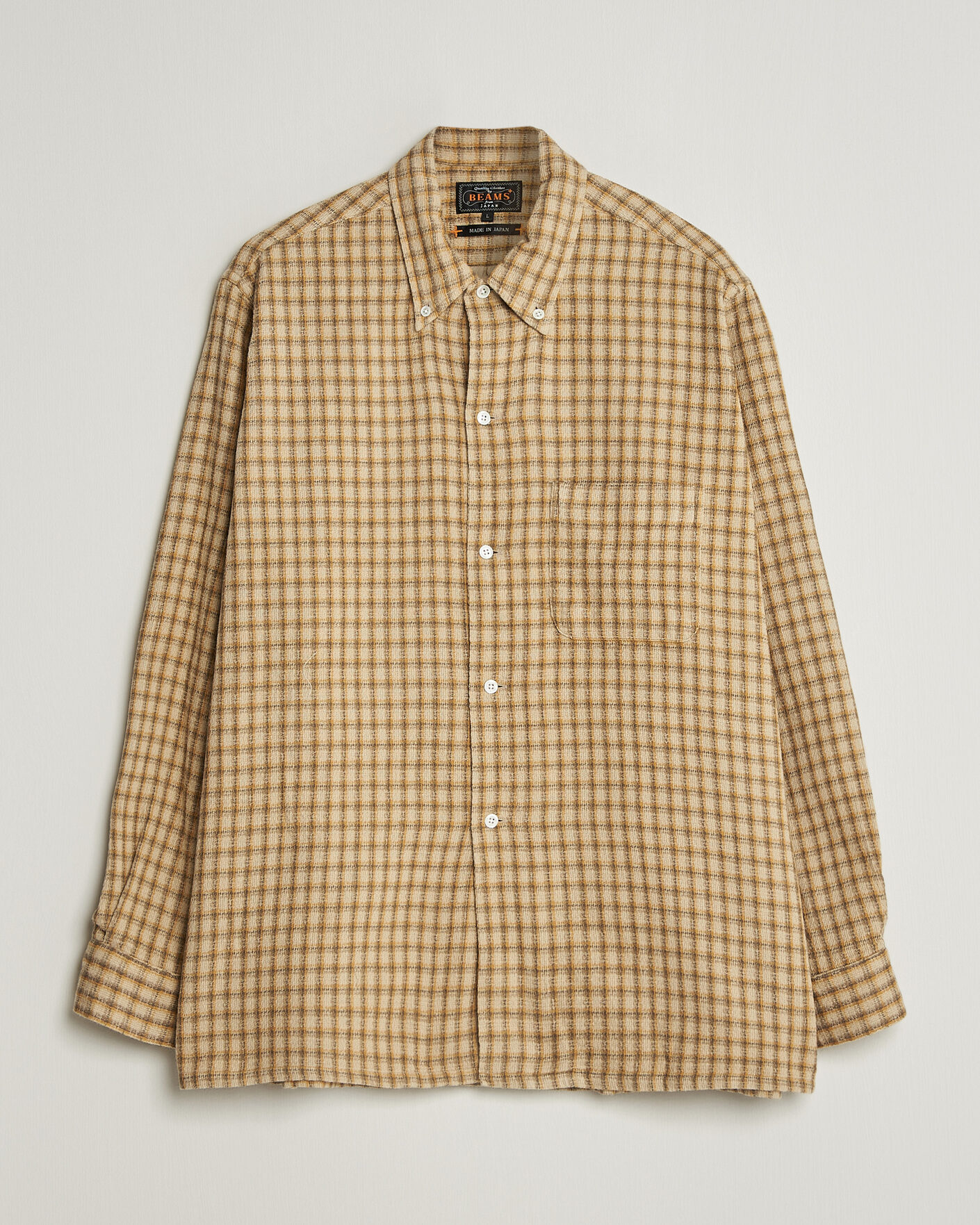 Uomini | Camicie | BEAMS PLUS | Panama Plaid Button Down Shirt Beige