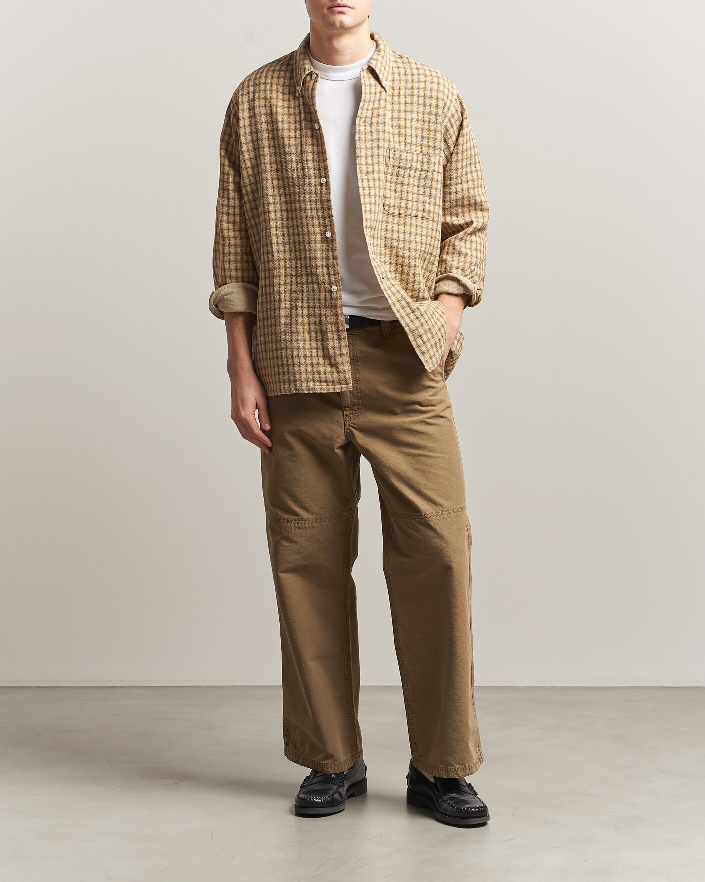 Uomini | Camicie | BEAMS PLUS | Panama Plaid Button Down Shirt Beige