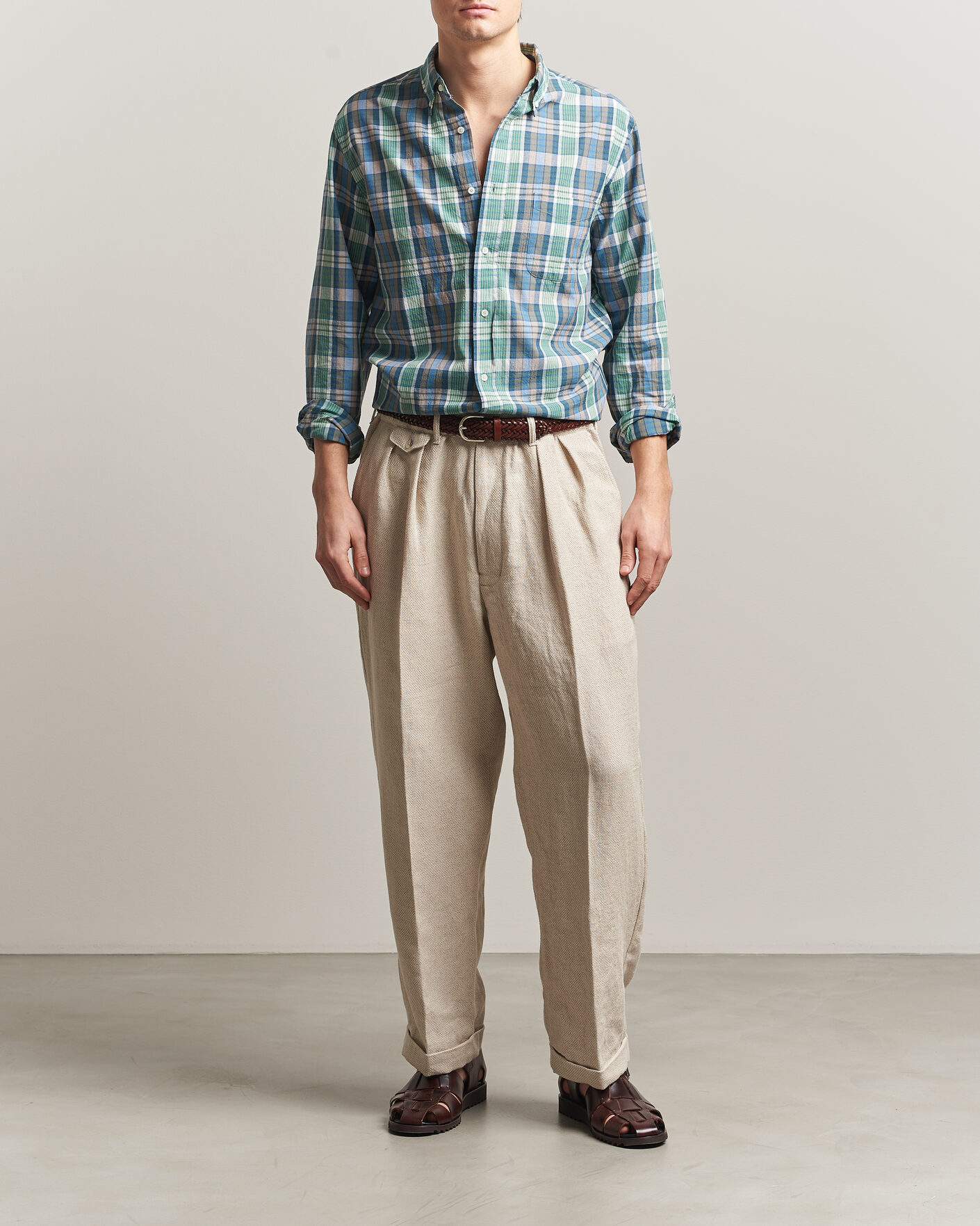 Uomini | Camicie | BEAMS PLUS | Madras Button Down Shirt Blue