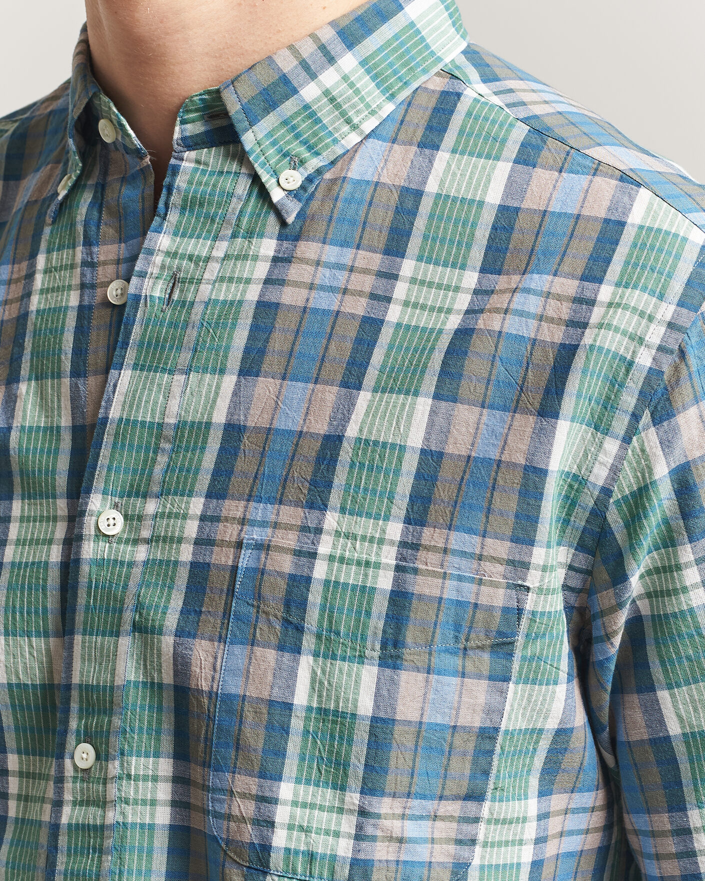 Uomini | Camicie | BEAMS PLUS | Madras Button Down Shirt Blue
