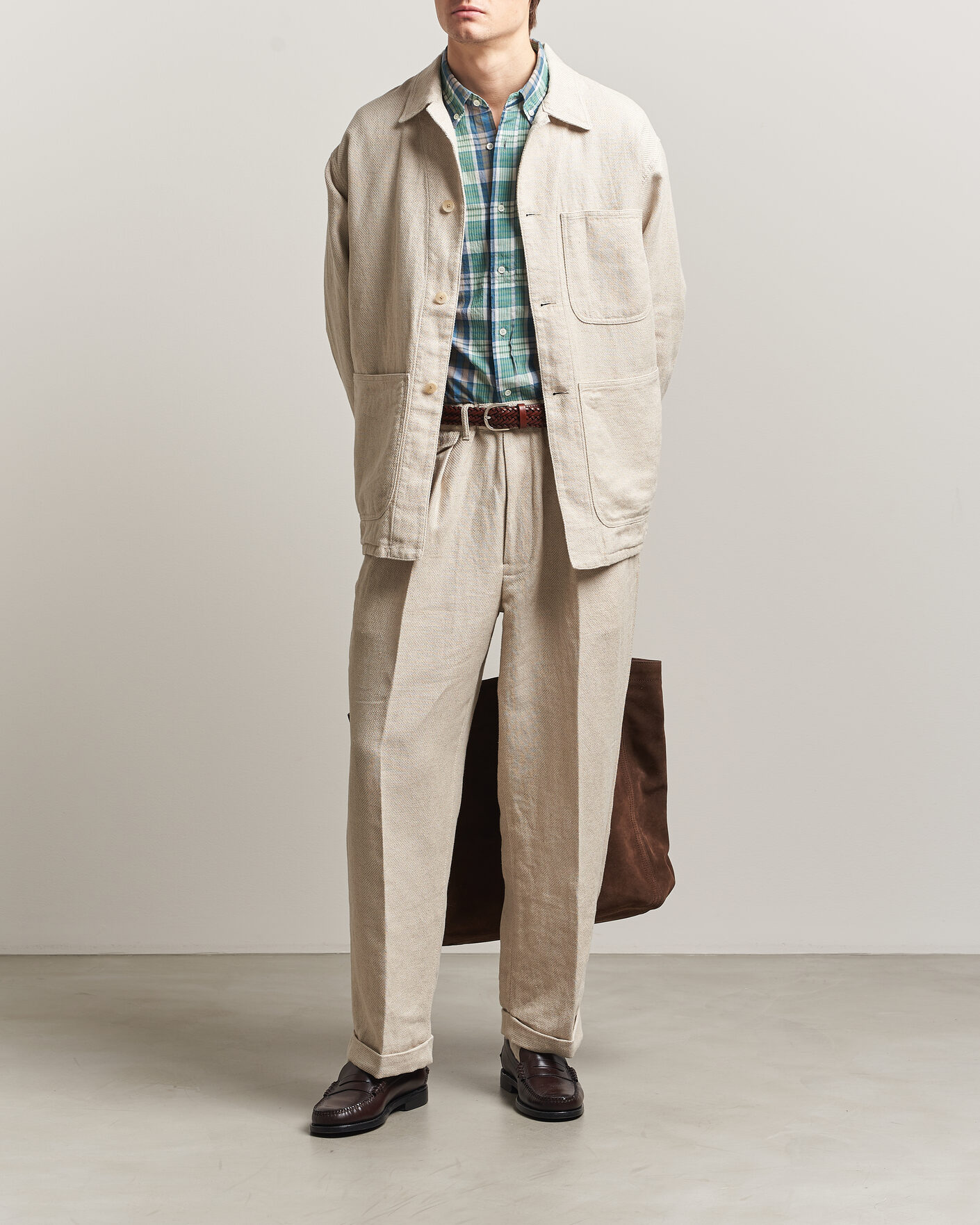 Uomini | Pantaloni | BEAMS PLUS | Cotton/Linen Pleated Trousers Off White