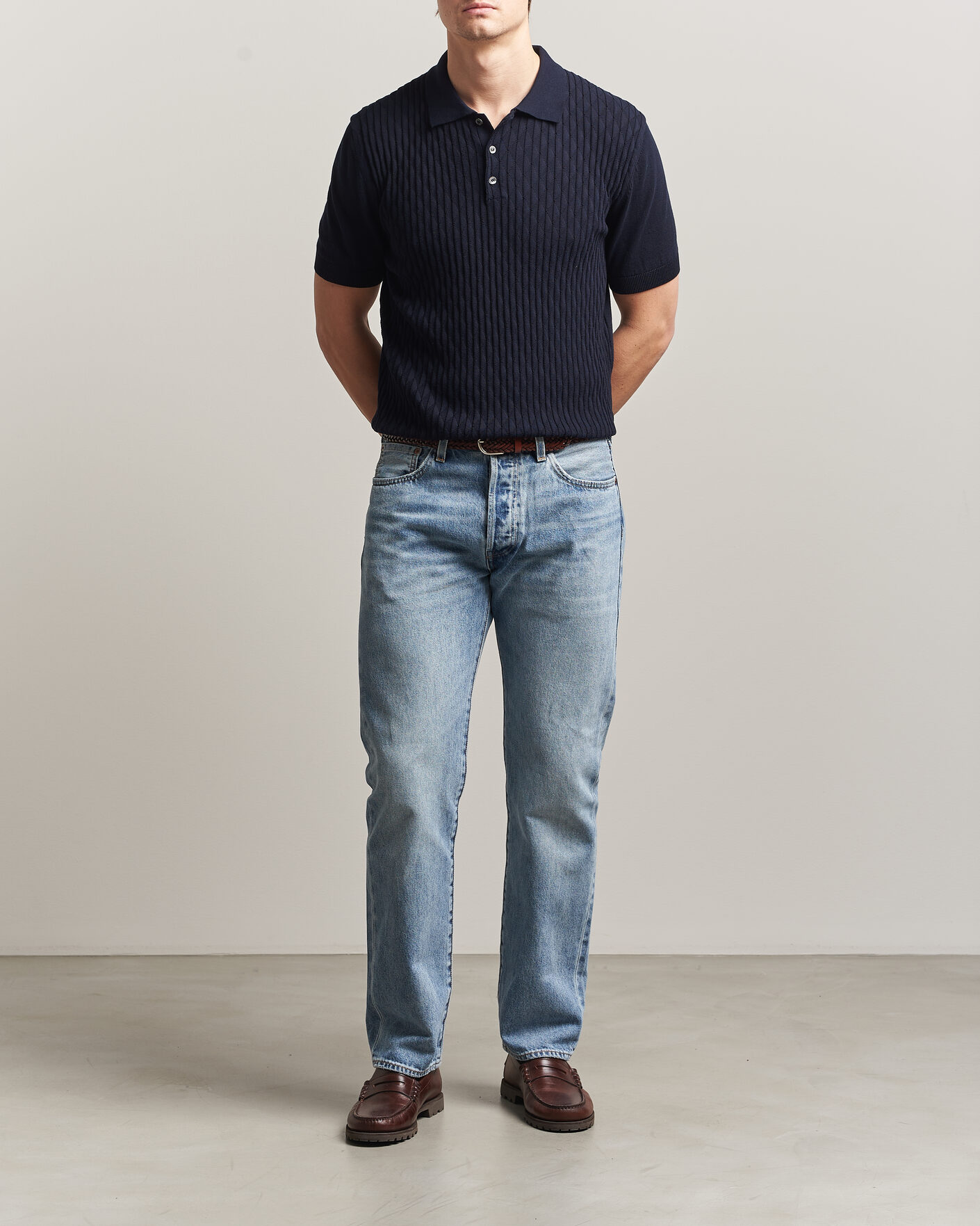 Uomini | Polo | Baracuta | Pattern Stich Polo Navy