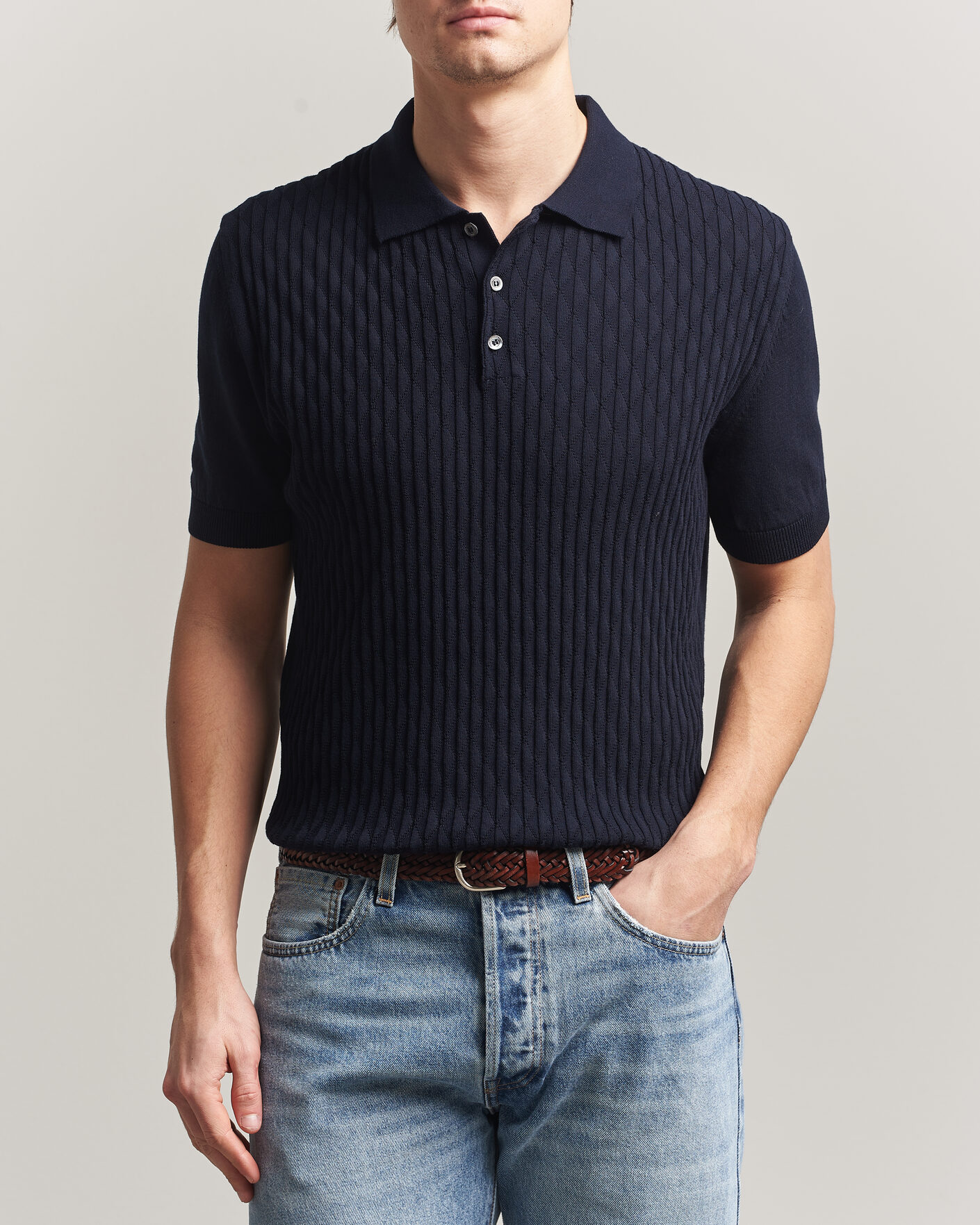 Uomini | Polo | Baracuta | Pattern Stich Polo Navy