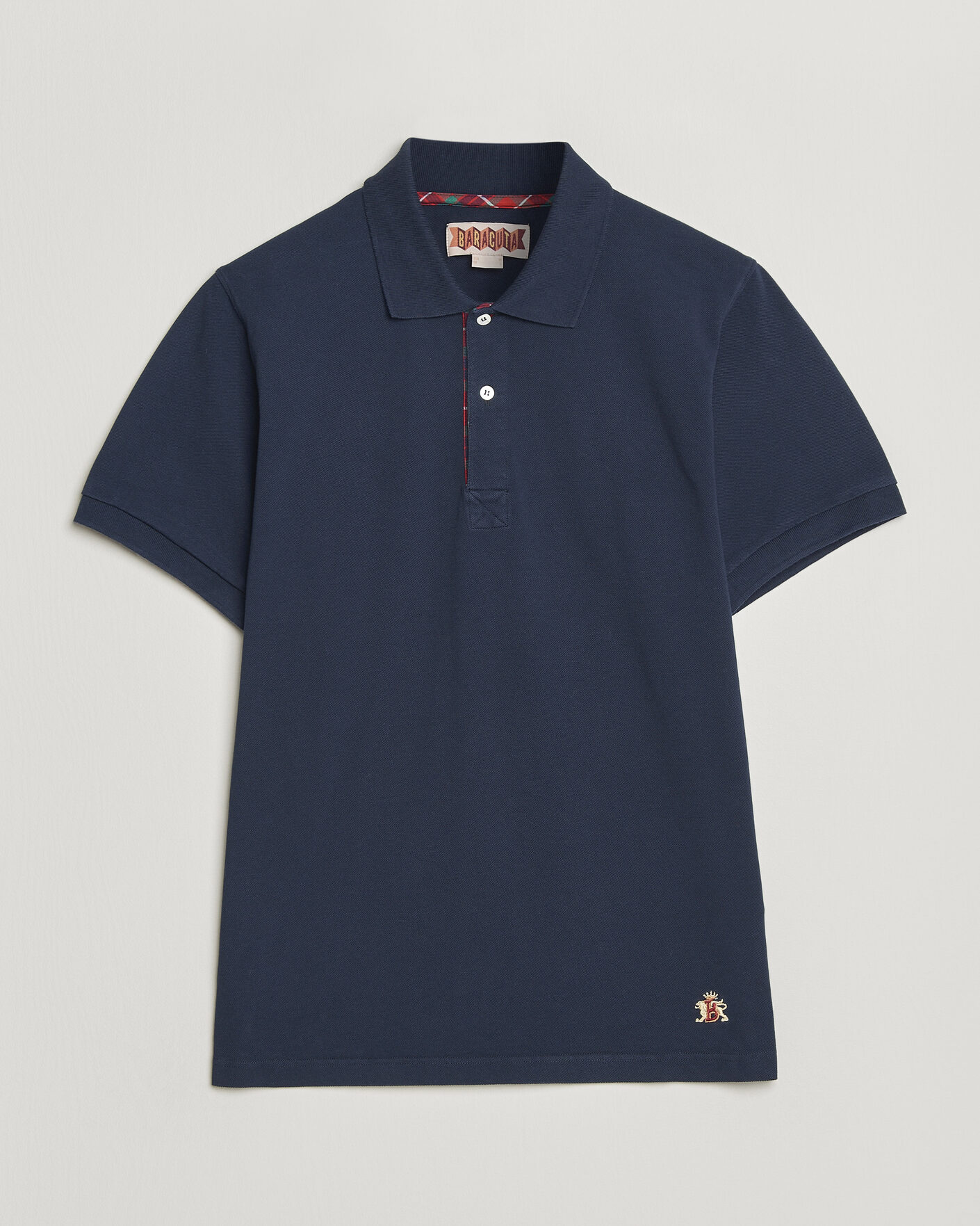 Uomini | Polo | Baracuta | Tartan Placket Piquet Polo Navy