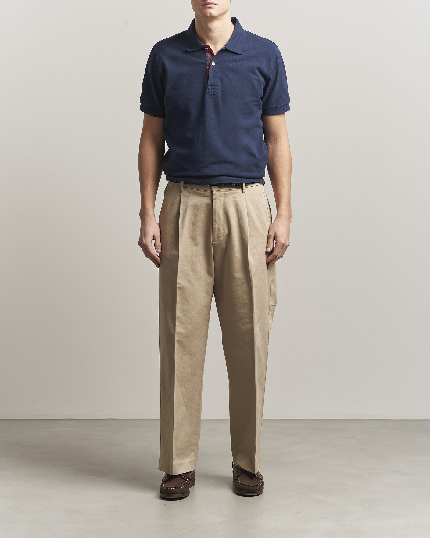 Uomini | Polo | Baracuta | Tartan Placket Piquet Polo Navy