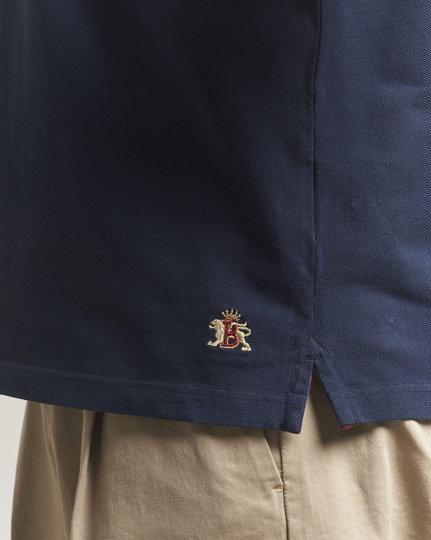 Uomini | Polo | Baracuta | Tartan Placket Piquet Polo Navy