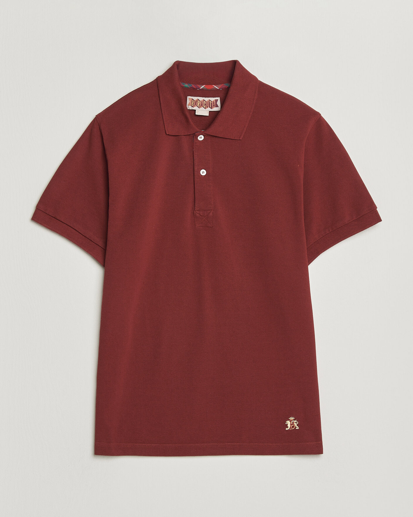 Uomini | Polo | Baracuta | Tartan Placket Piquet Polo Oxblood