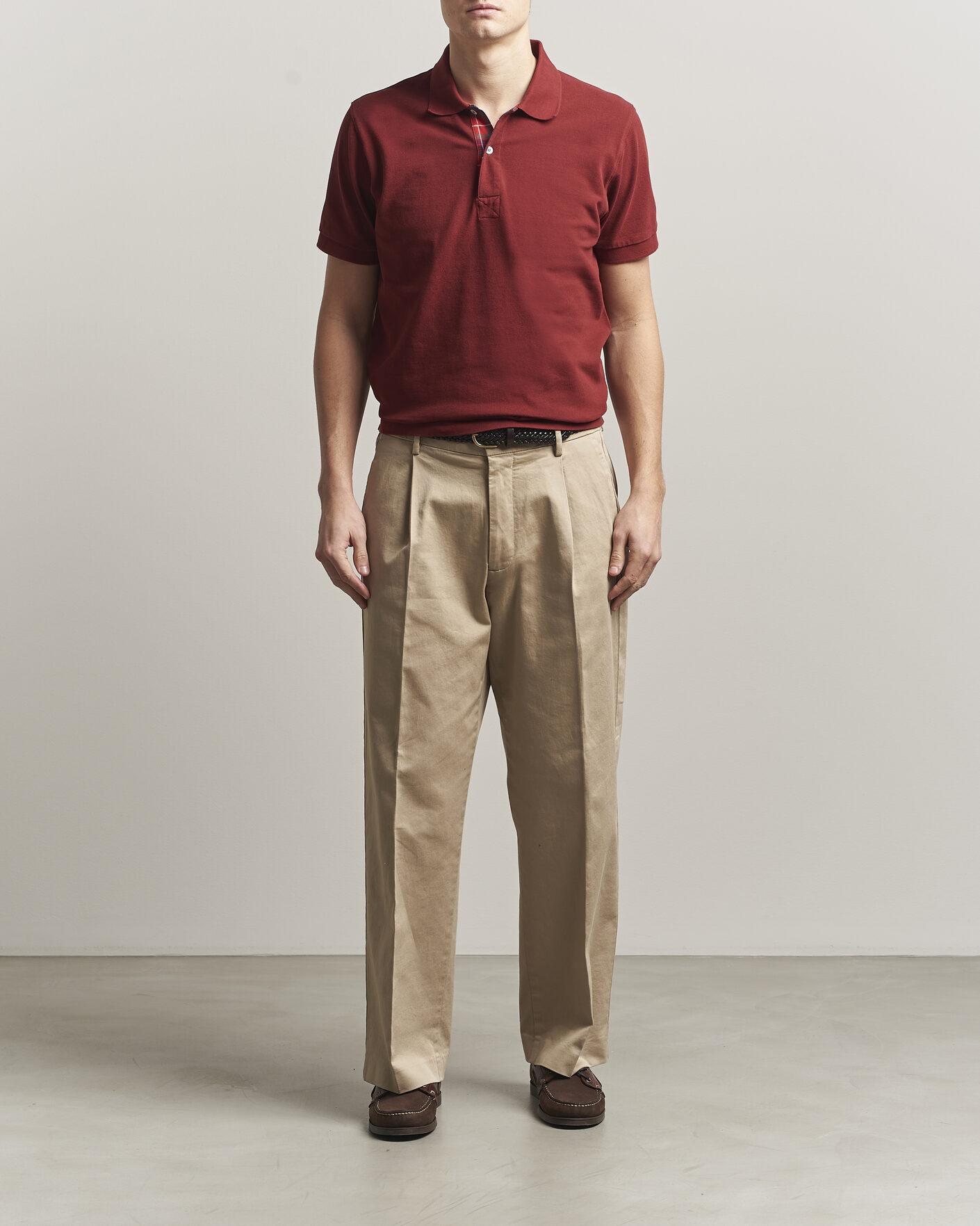 Uomini | Polo | Baracuta | Tartan Placket Piquet Polo Oxblood
