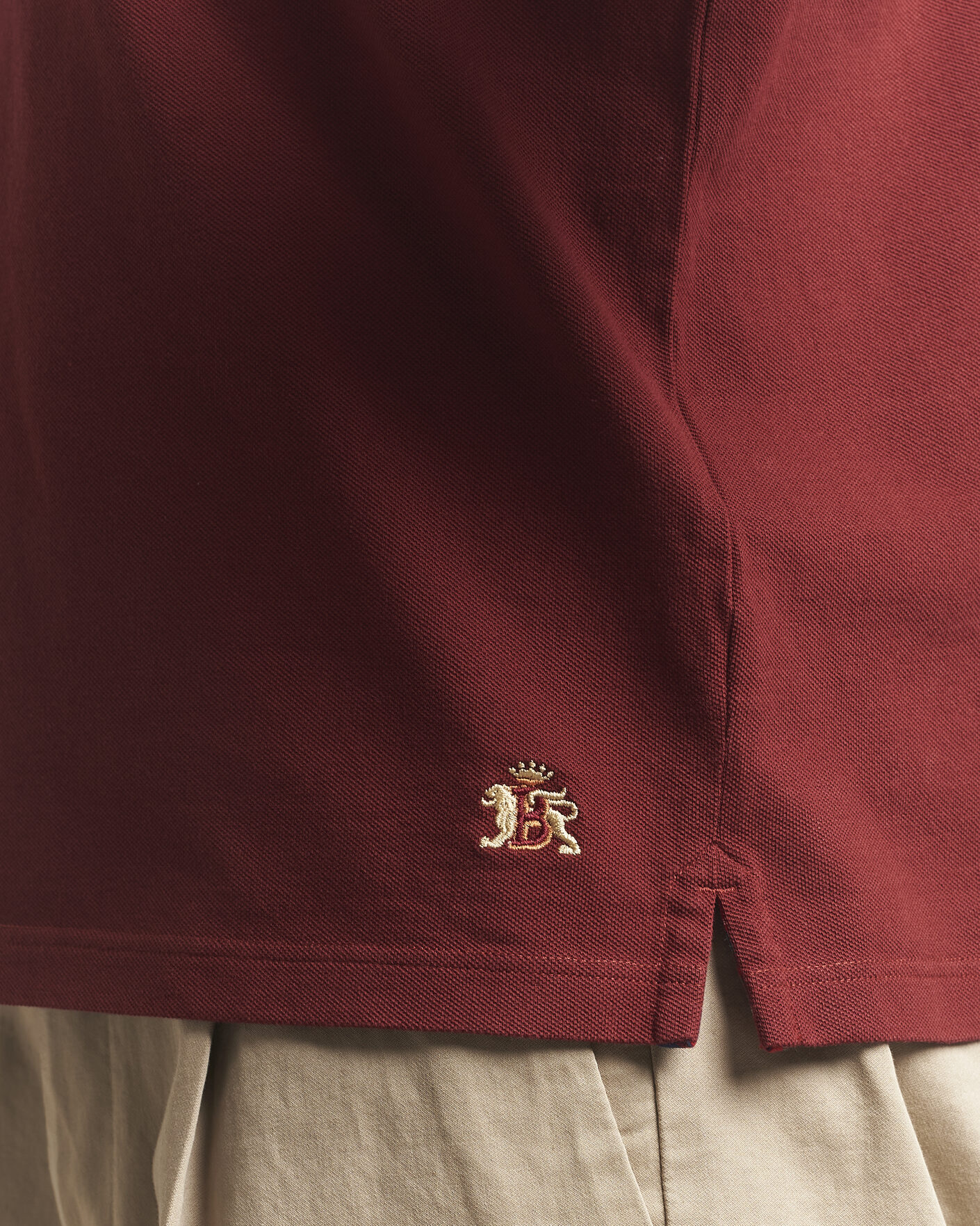 Uomini | Polo | Baracuta | Tartan Placket Piquet Polo Oxblood