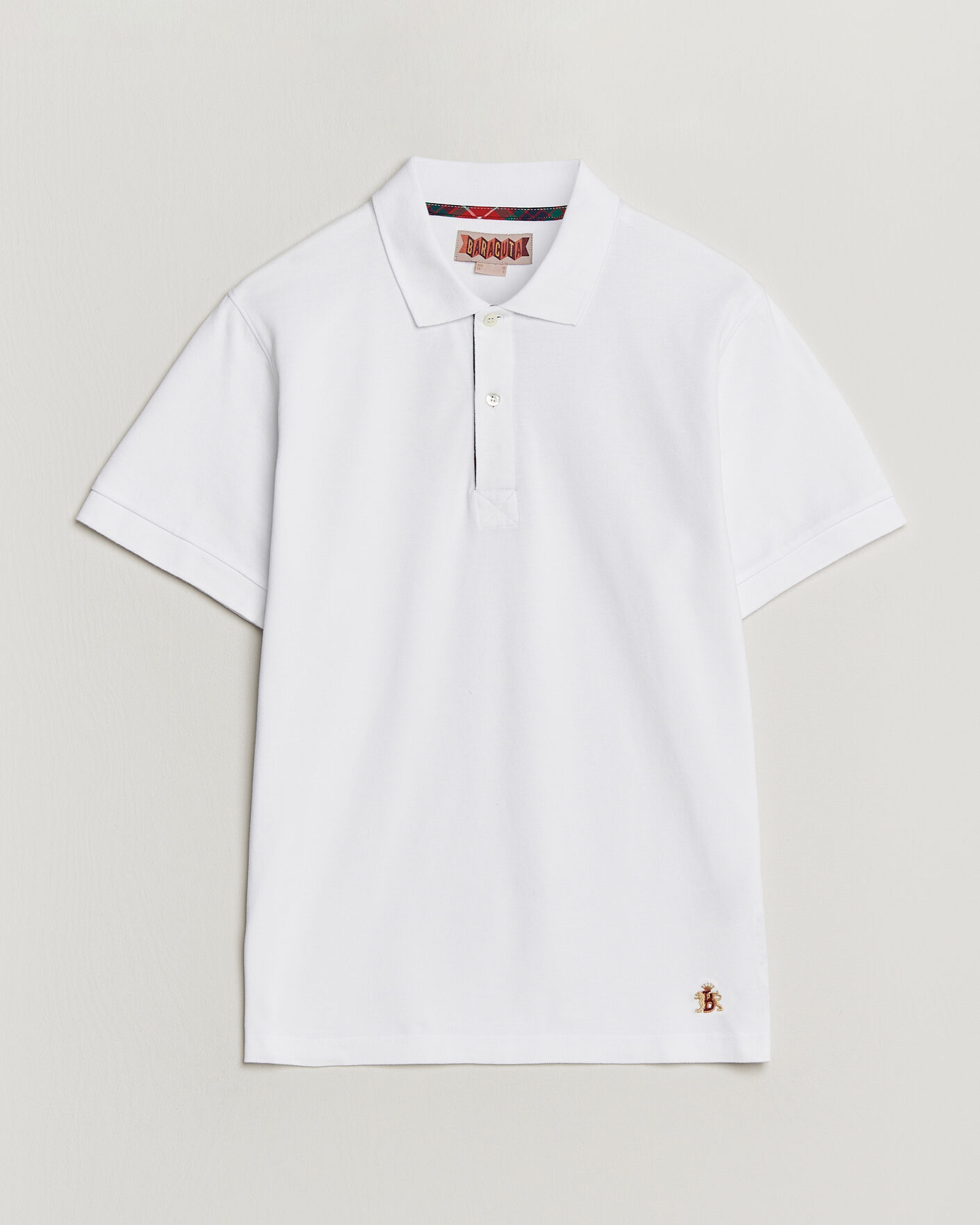 Uomini | Polo | Baracuta | Tartan Placket Piquet Polo Bone White