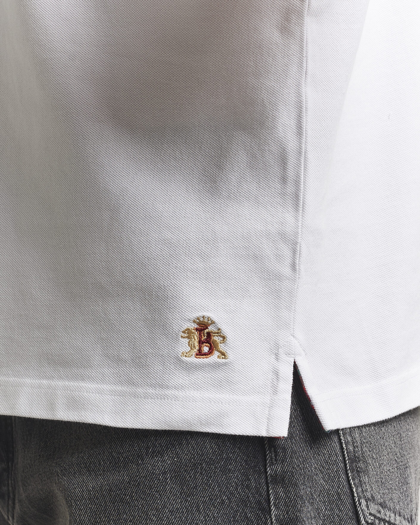 Uomini | Polo | Baracuta | Tartan Placket Piquet Polo Bone White