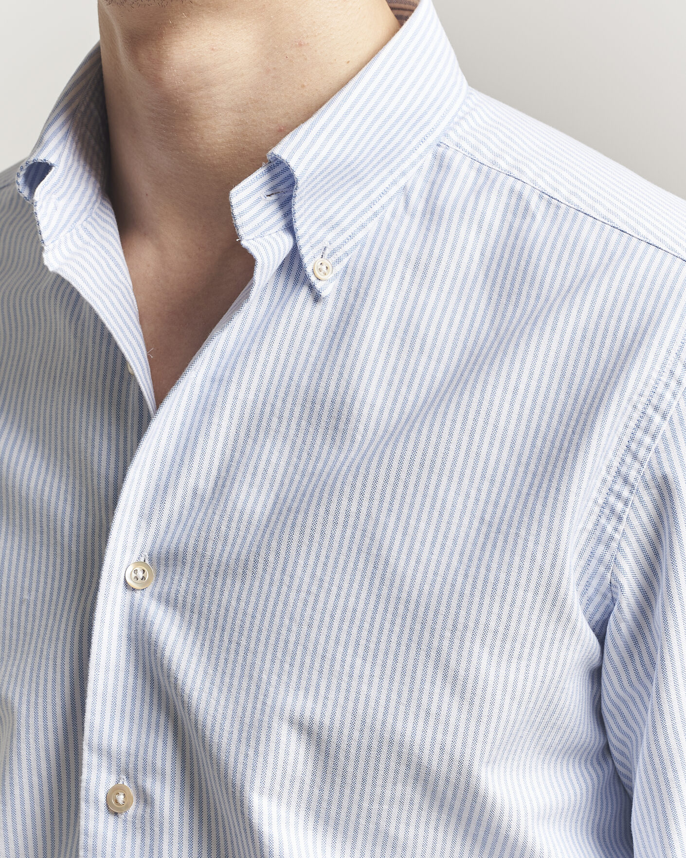 Uomini | Camicie | Grigio | Oxford Button Down Shirt Light Blue Stripe