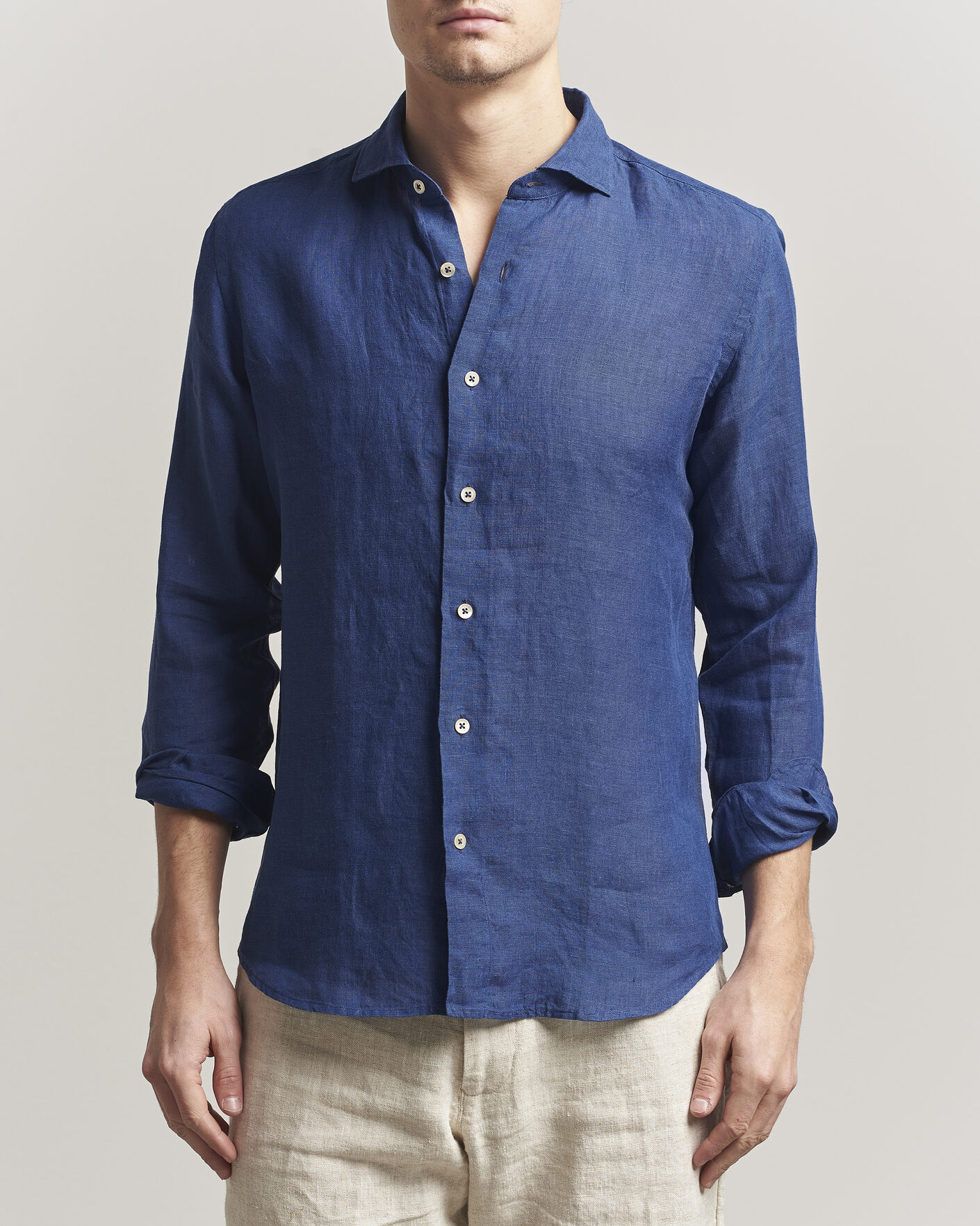 Uomini | Camicie | Grigio | Washed Linen Shirt Navy