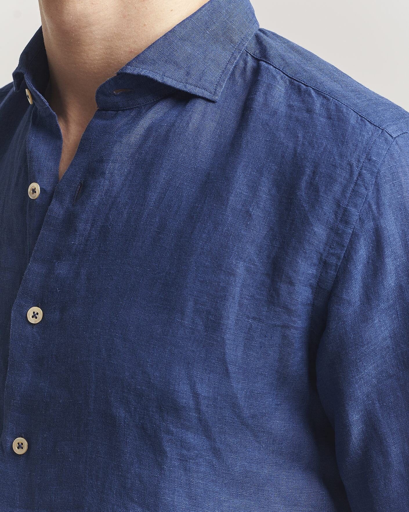 Uomini | Camicie | Grigio | Washed Linen Shirt Navy