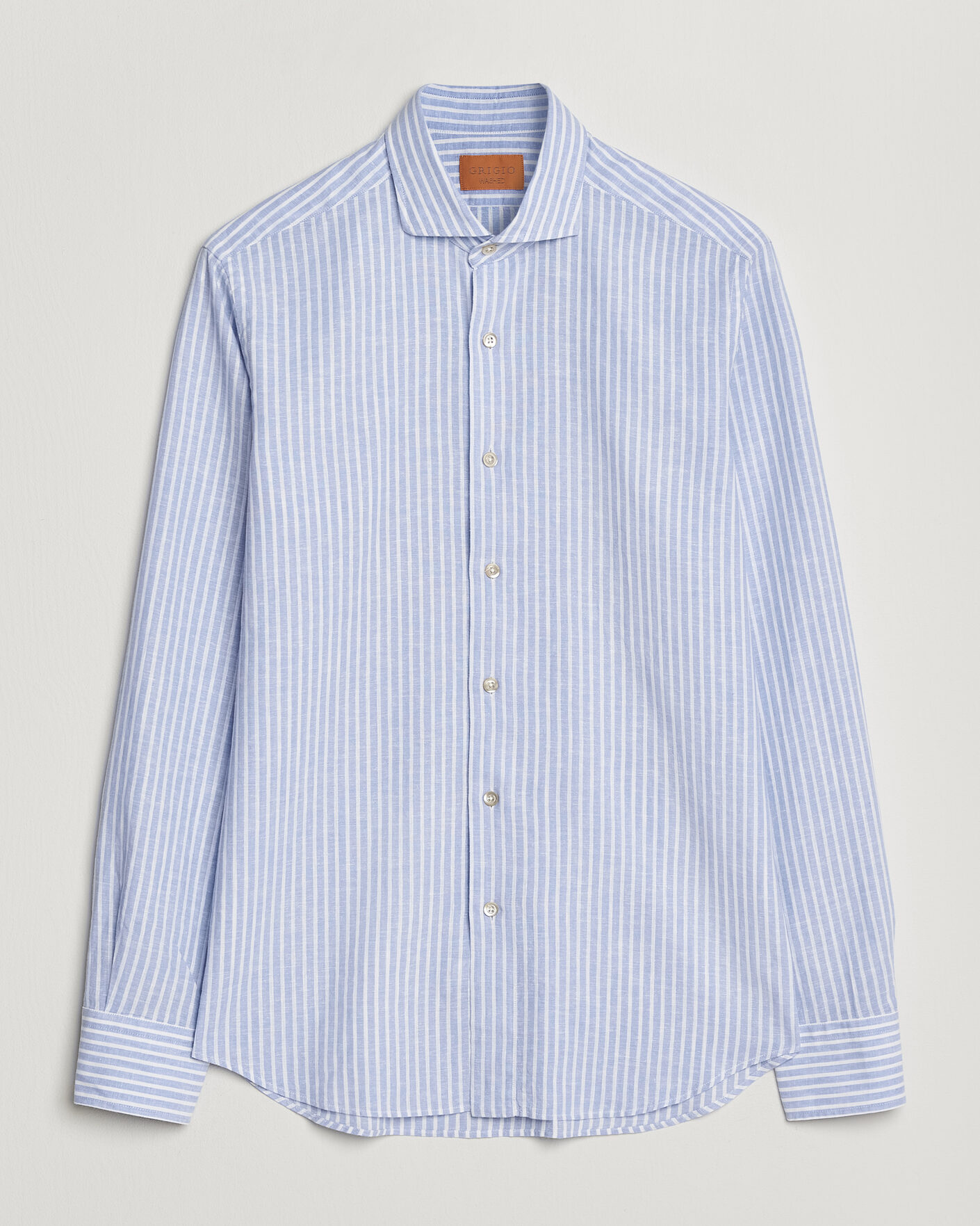 Uomini | Camicie | Grigio | Washed Cotton/Linen Shirt Blue Stripe