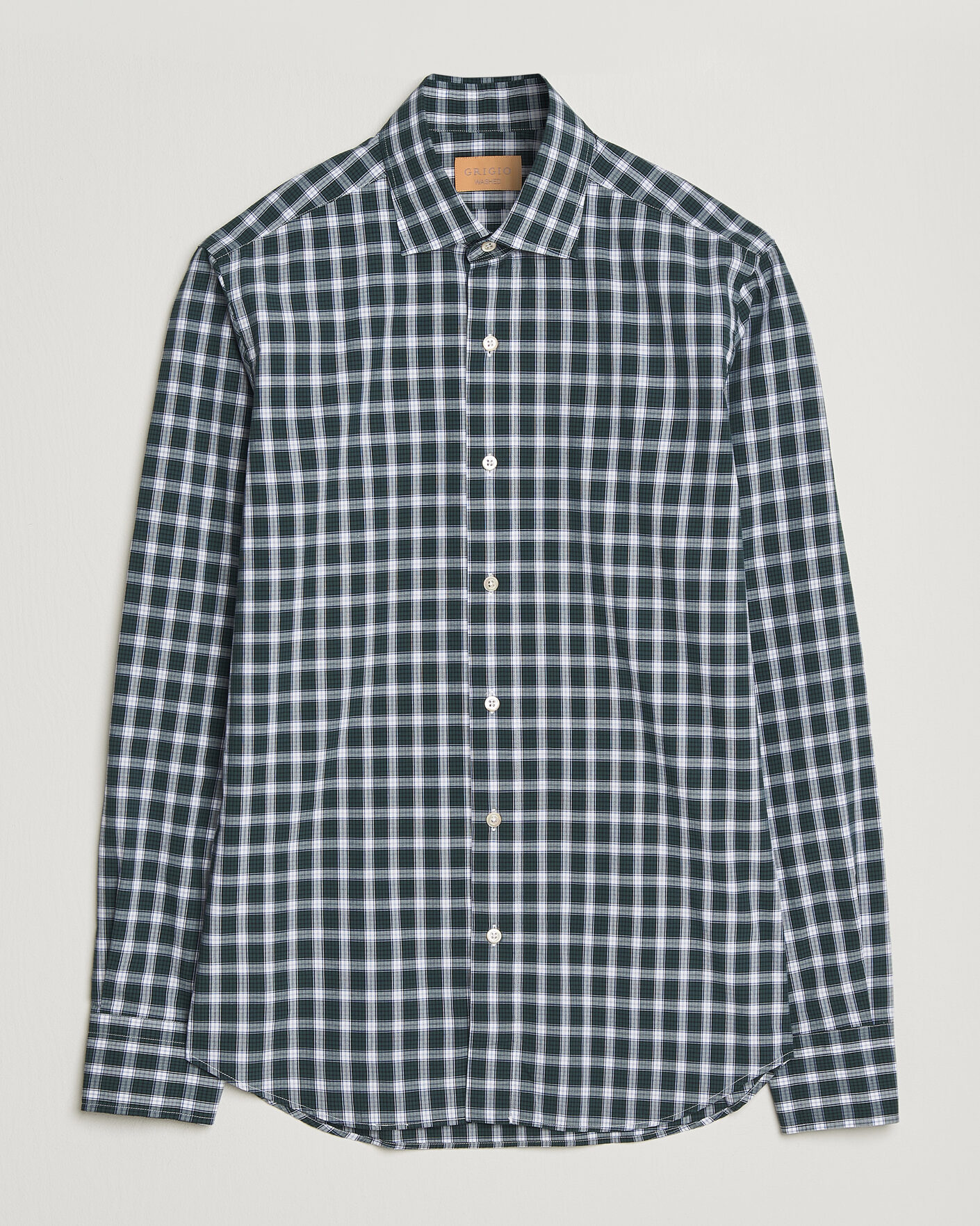 Uomini | Camicie | Grigio | Washed Casual Shirt Green Check