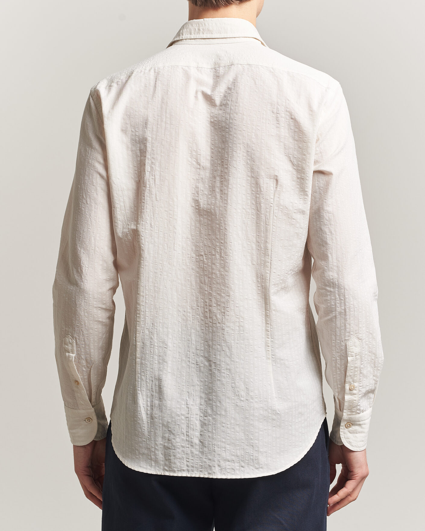 Uomini | Camicie | Grigio | Cotton/Linen Seersucker Shirt Off White