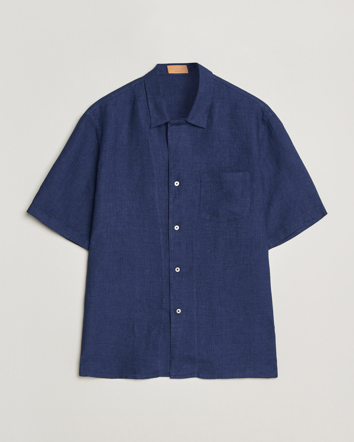 Uomini | Camicie | Grigio | Linen Camp Collar Shirt Navy