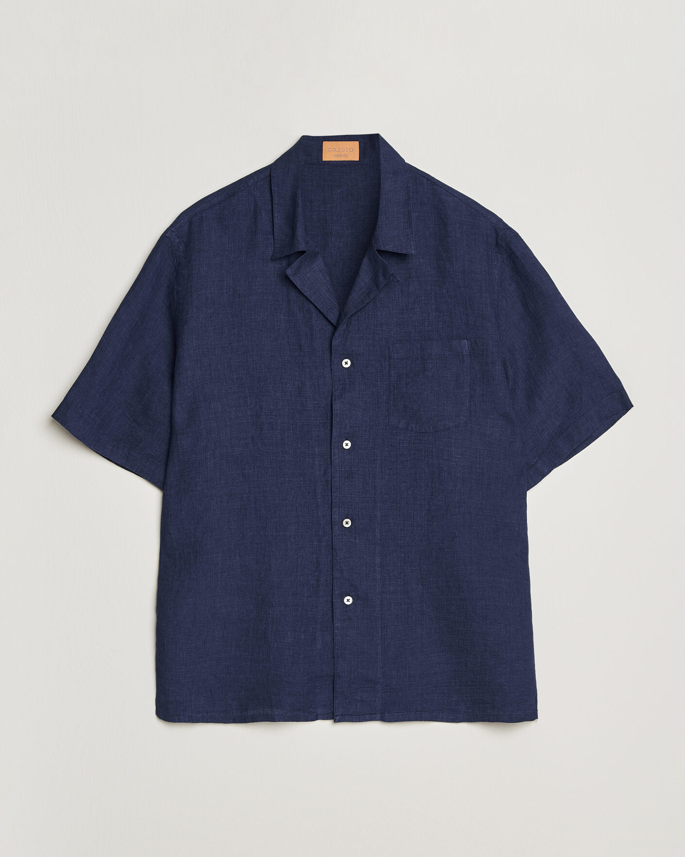 Uomini | Camicie | Grigio | Linen Camp Collar Shirt Navy