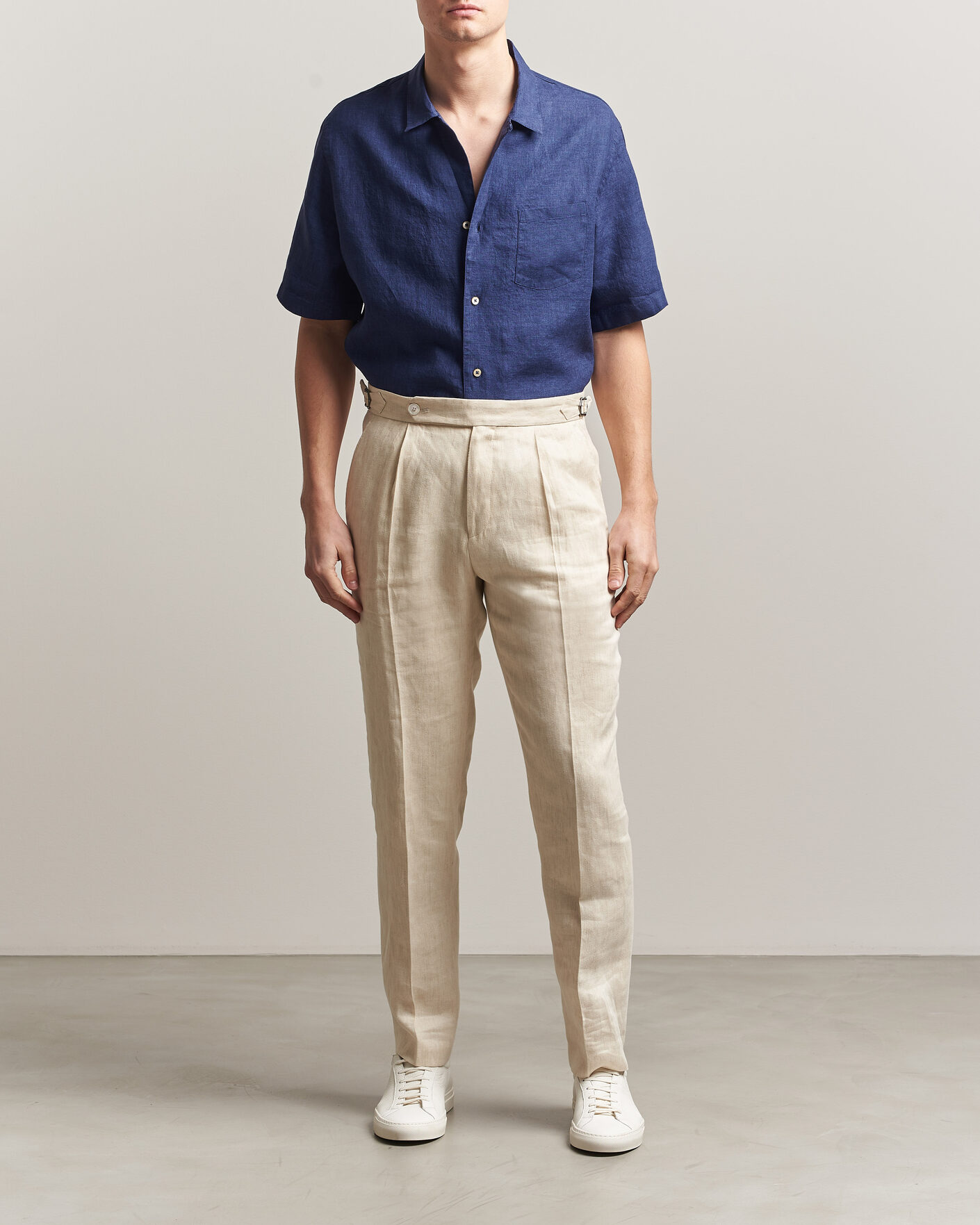 Uomini | Camicie | Grigio | Linen Camp Collar Shirt Navy