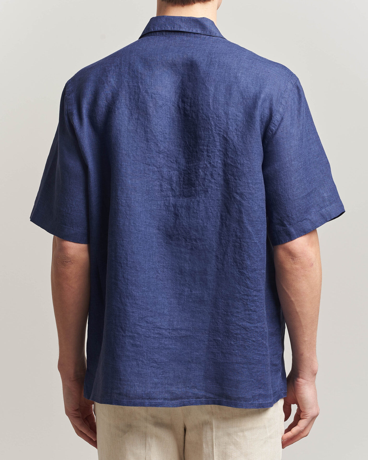 Uomini | Camicie | Grigio | Linen Camp Collar Shirt Navy