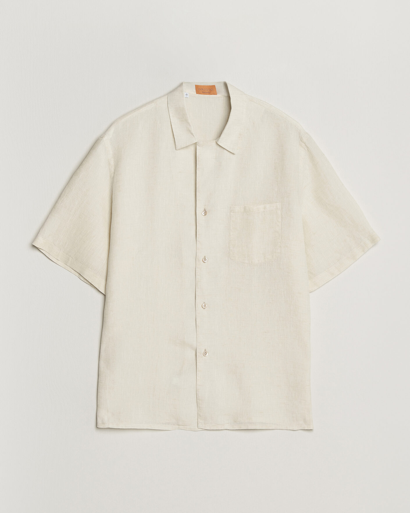Uomini | Camicie | Grigio | Linen Camp Collar Shirt White