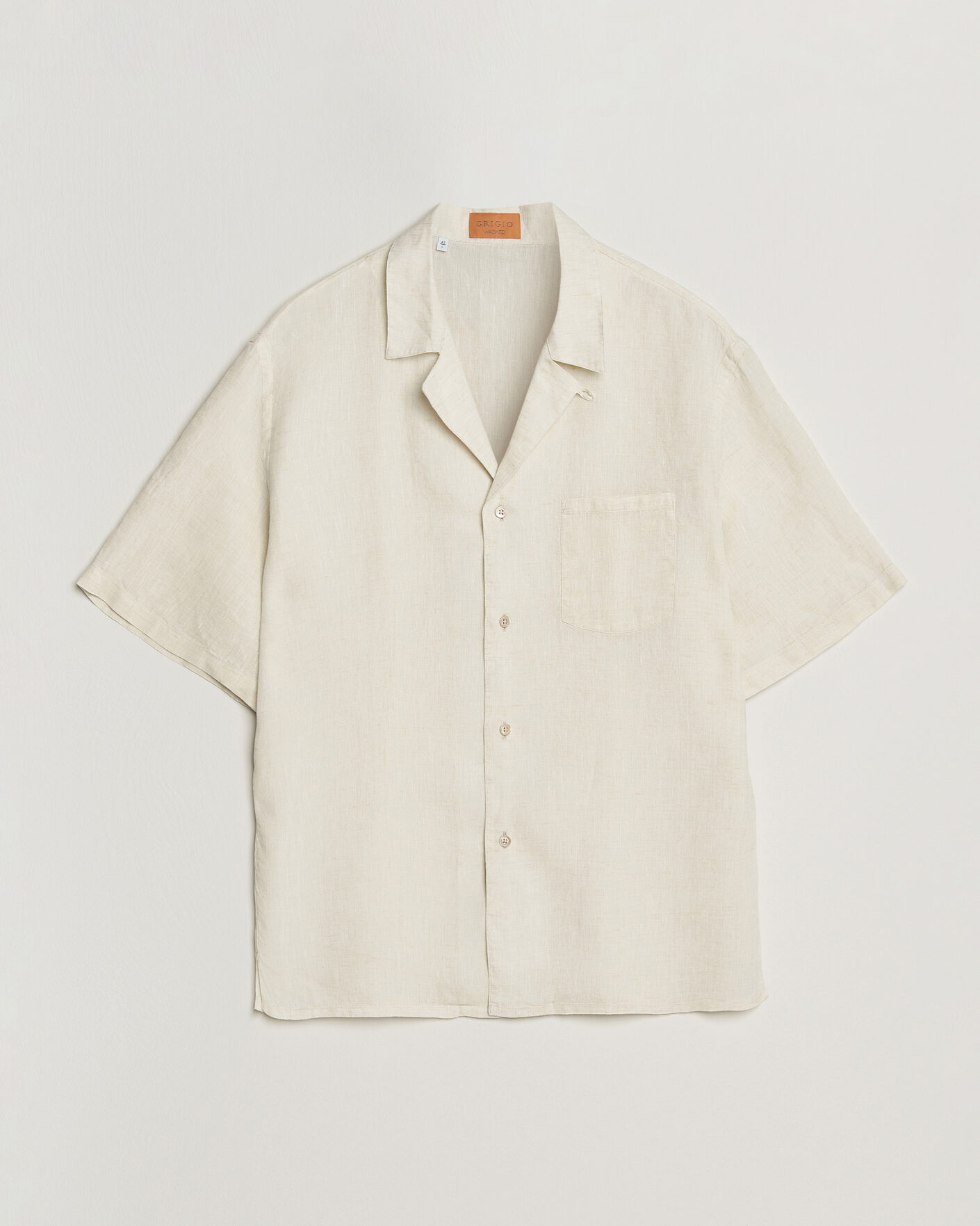 Uomini | Camicie | Grigio | Linen Camp Collar Shirt White