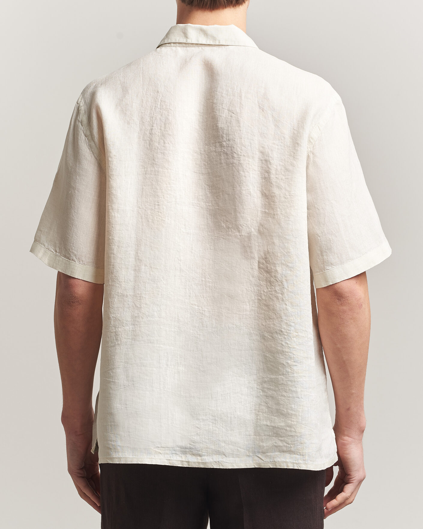 Uomini | Camicie | Grigio | Linen Camp Collar Shirt White