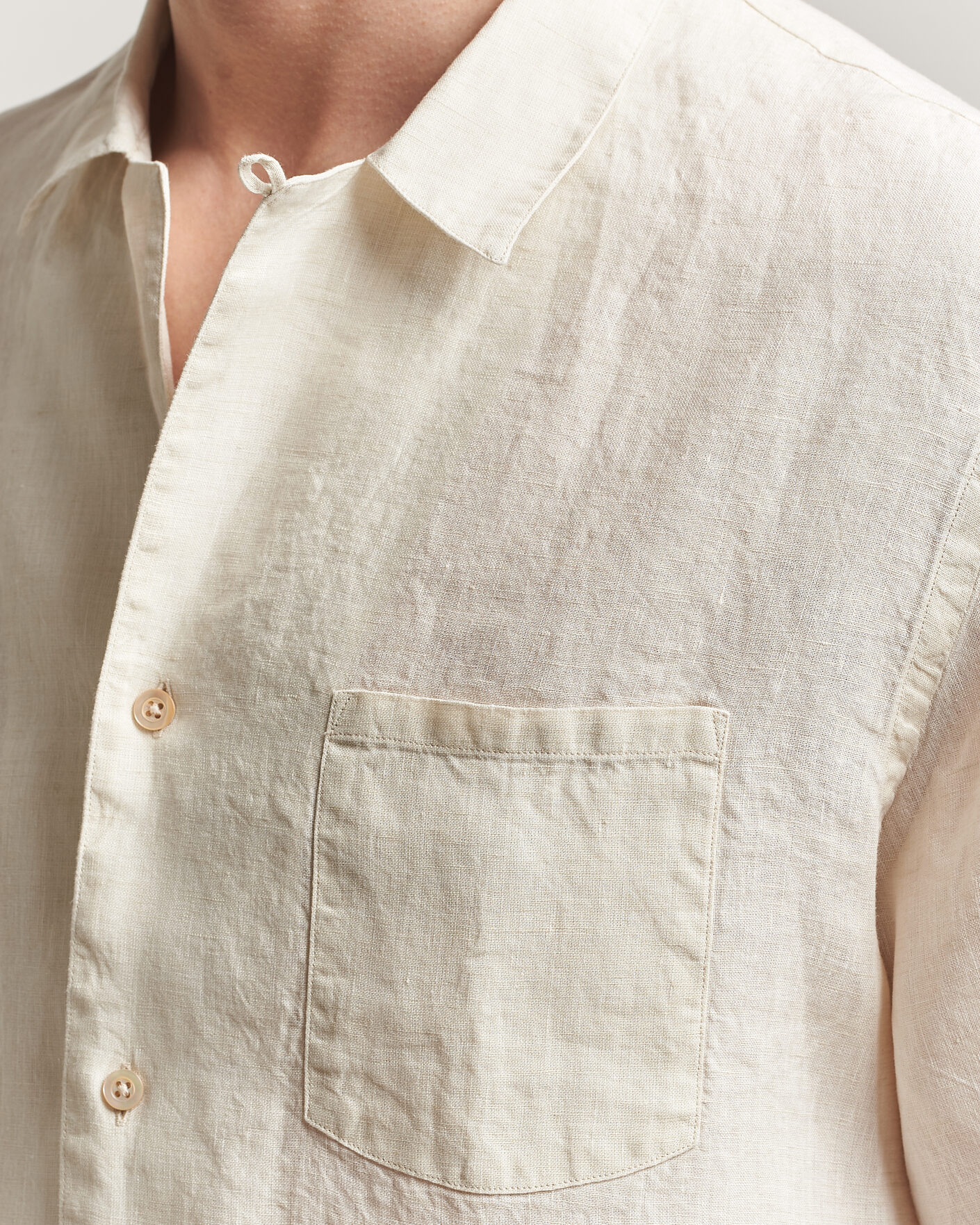 Uomini | Camicie | Grigio | Linen Camp Collar Shirt White