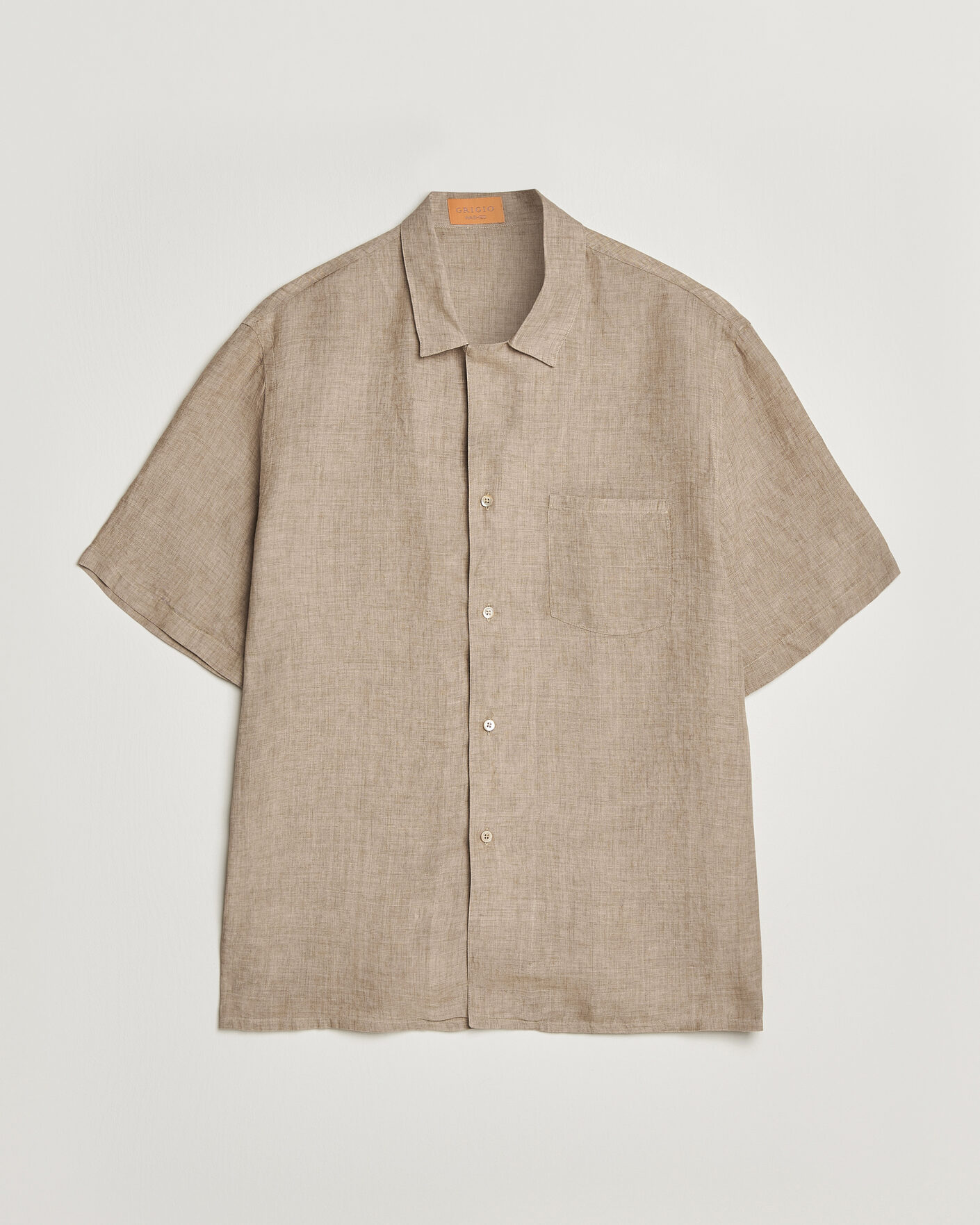 Uomini | Camicie | Grigio | Linen Camp Collar Shirt Brown