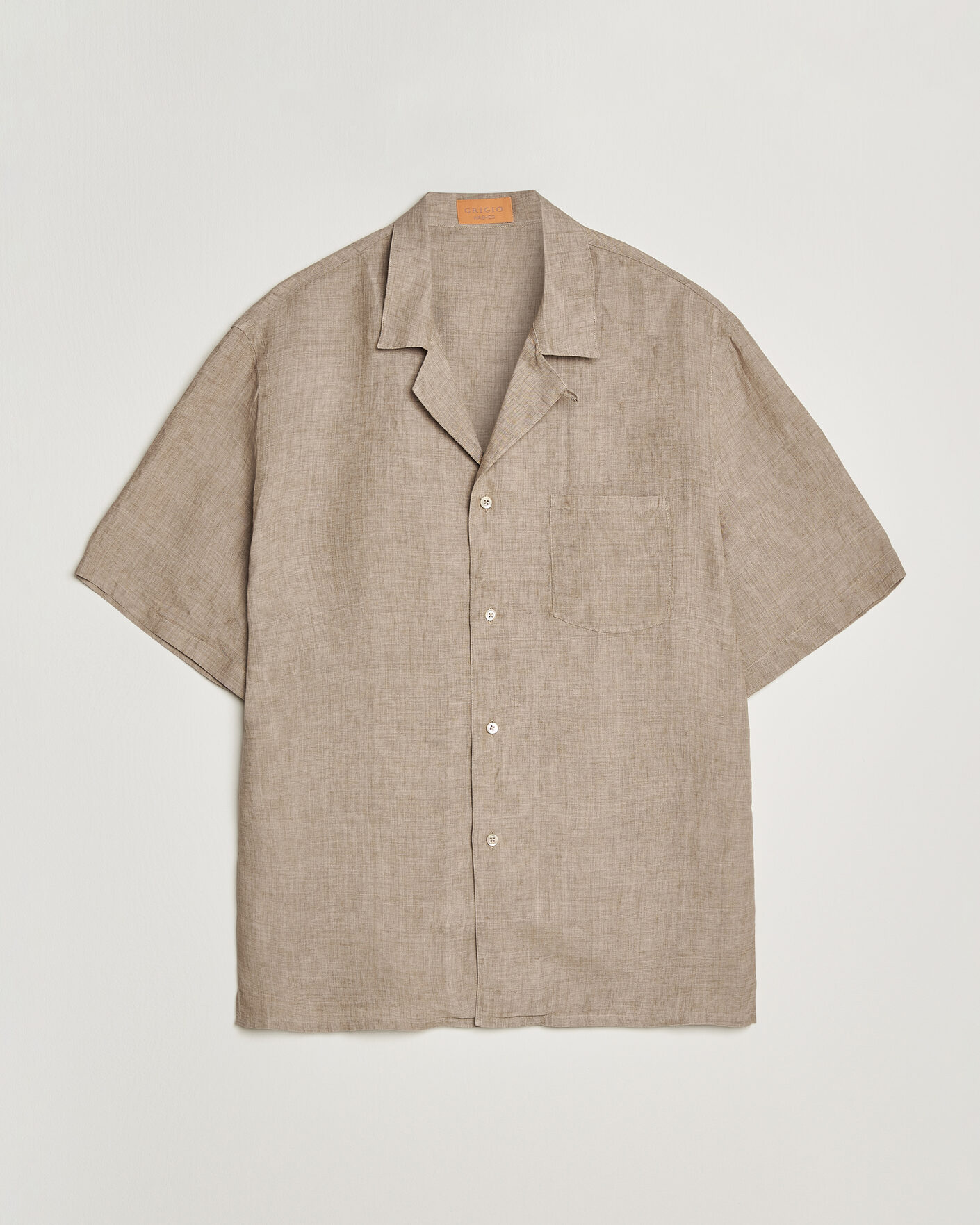 Uomini | Camicie | Grigio | Linen Camp Collar Shirt Brown