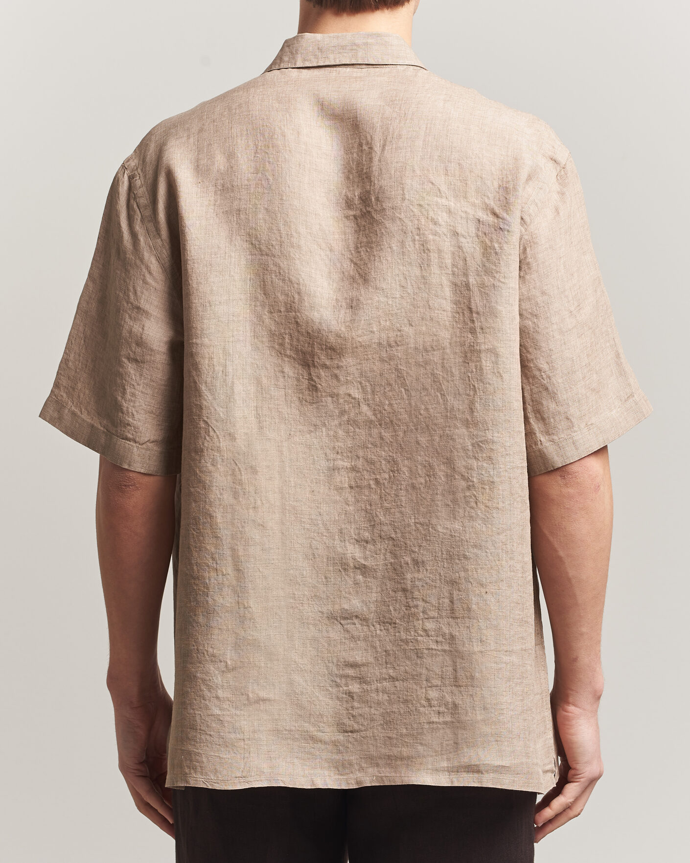 Uomini | Camicie | Grigio | Linen Camp Collar Shirt Brown