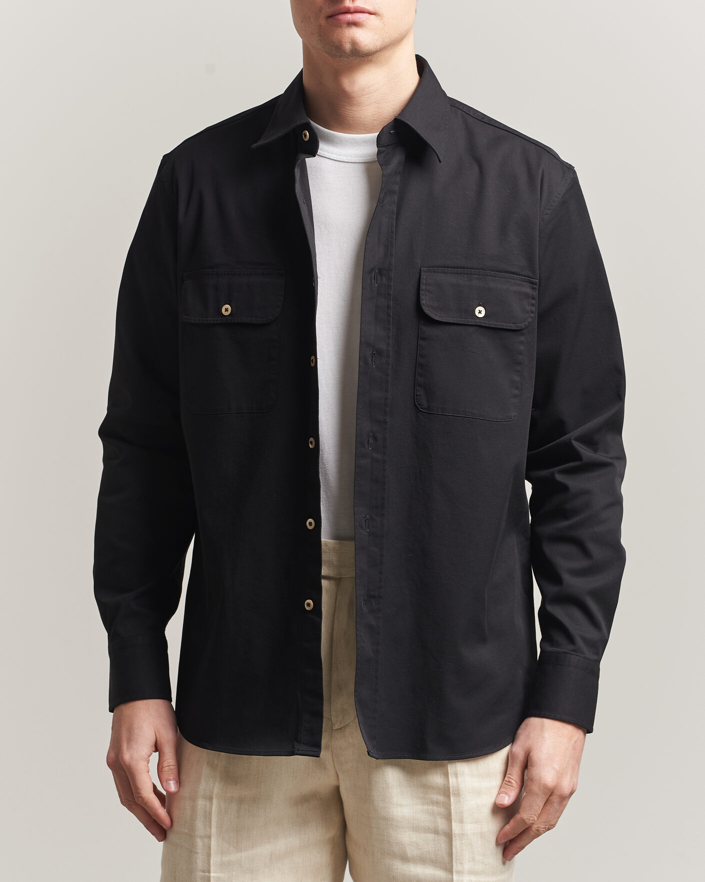 Uomini | Camicie | Grigio | Illinois Cotton Overshirt Black